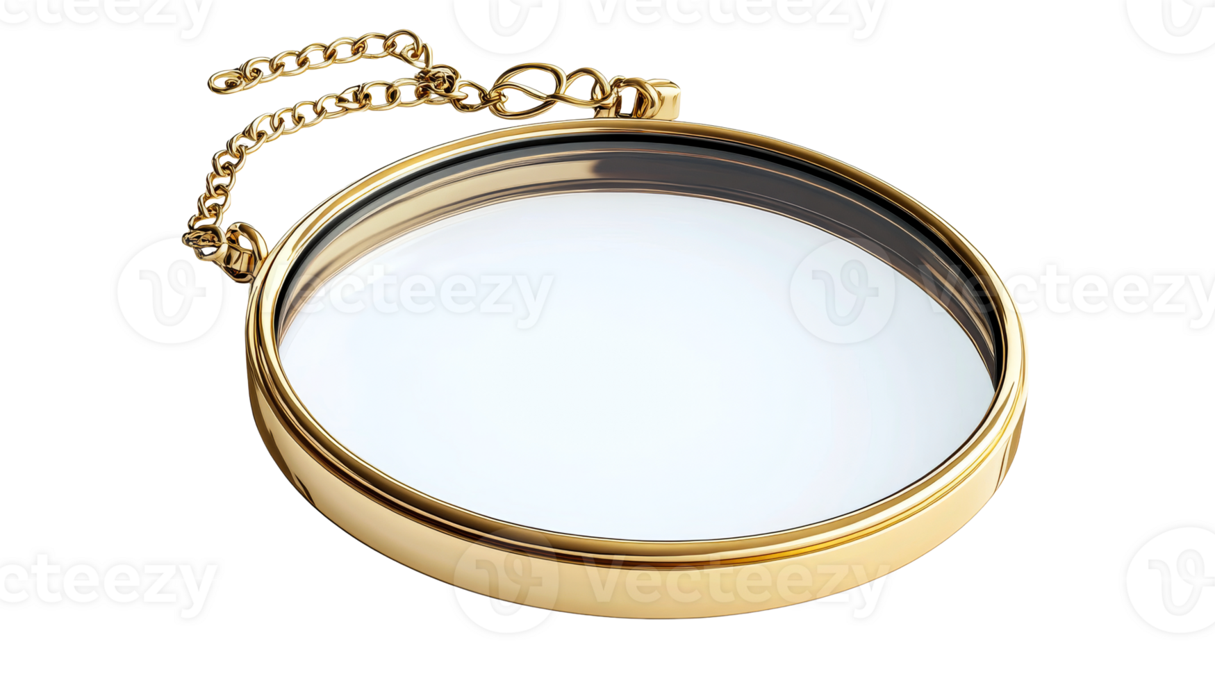 Gold Mirror with Chain Handle, cut out transparent png