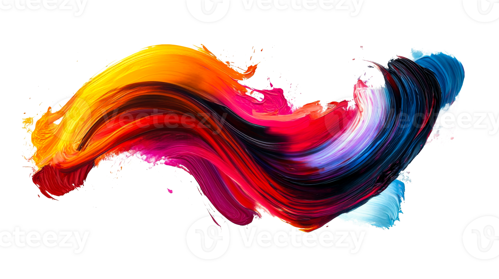 Acrylic paint brushstroke blend on black, cut out transparent png