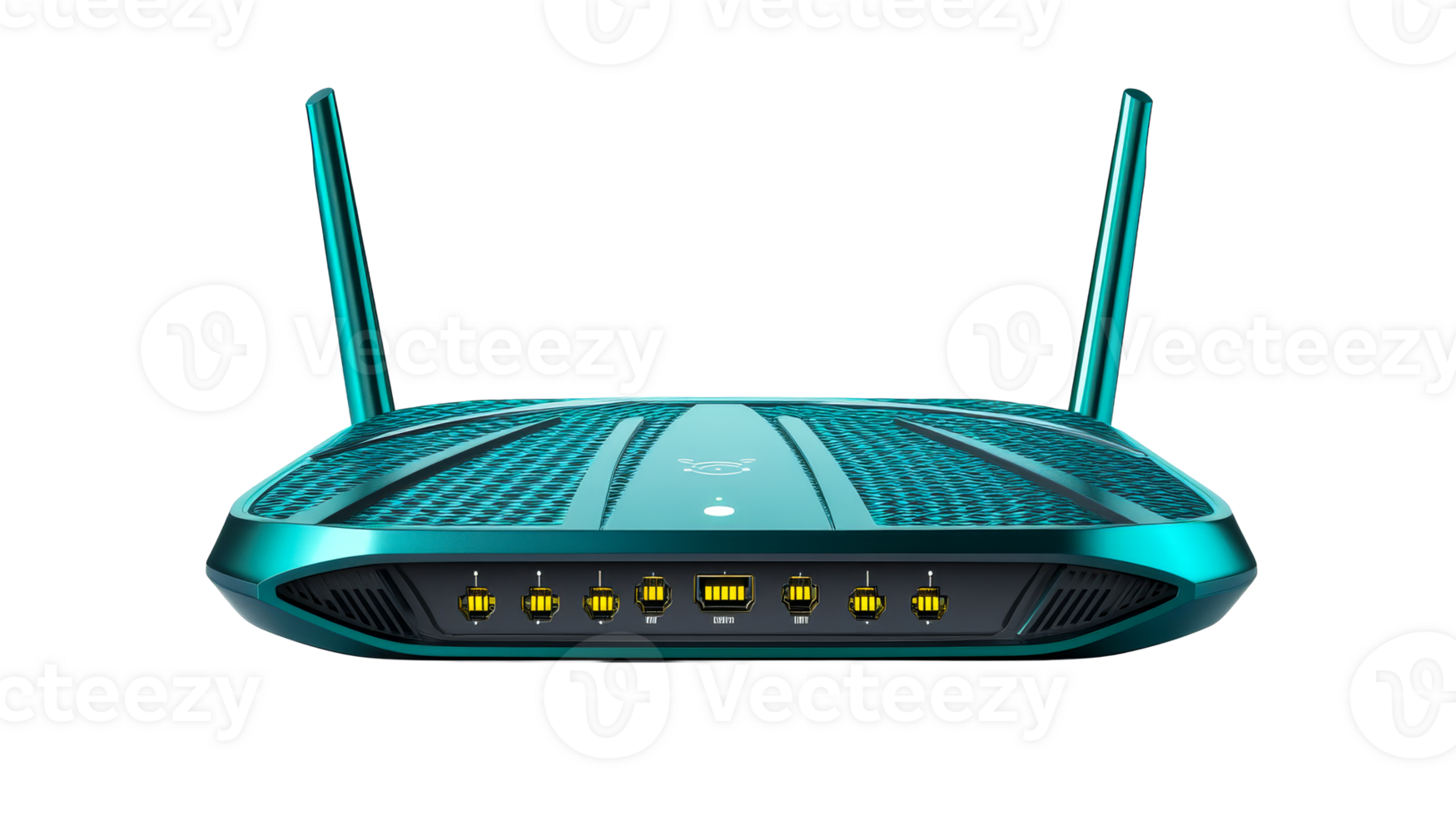 Teal Router, Network Hub, isolated, cut out transparent png
