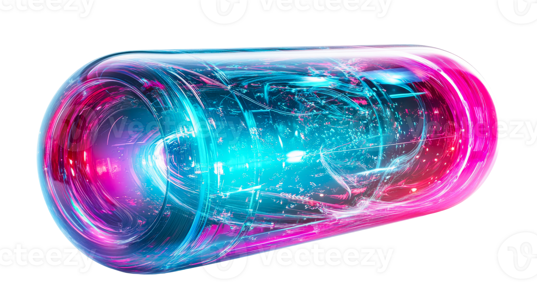 Glowing Capsule with Energy Streams, cut out transparent png