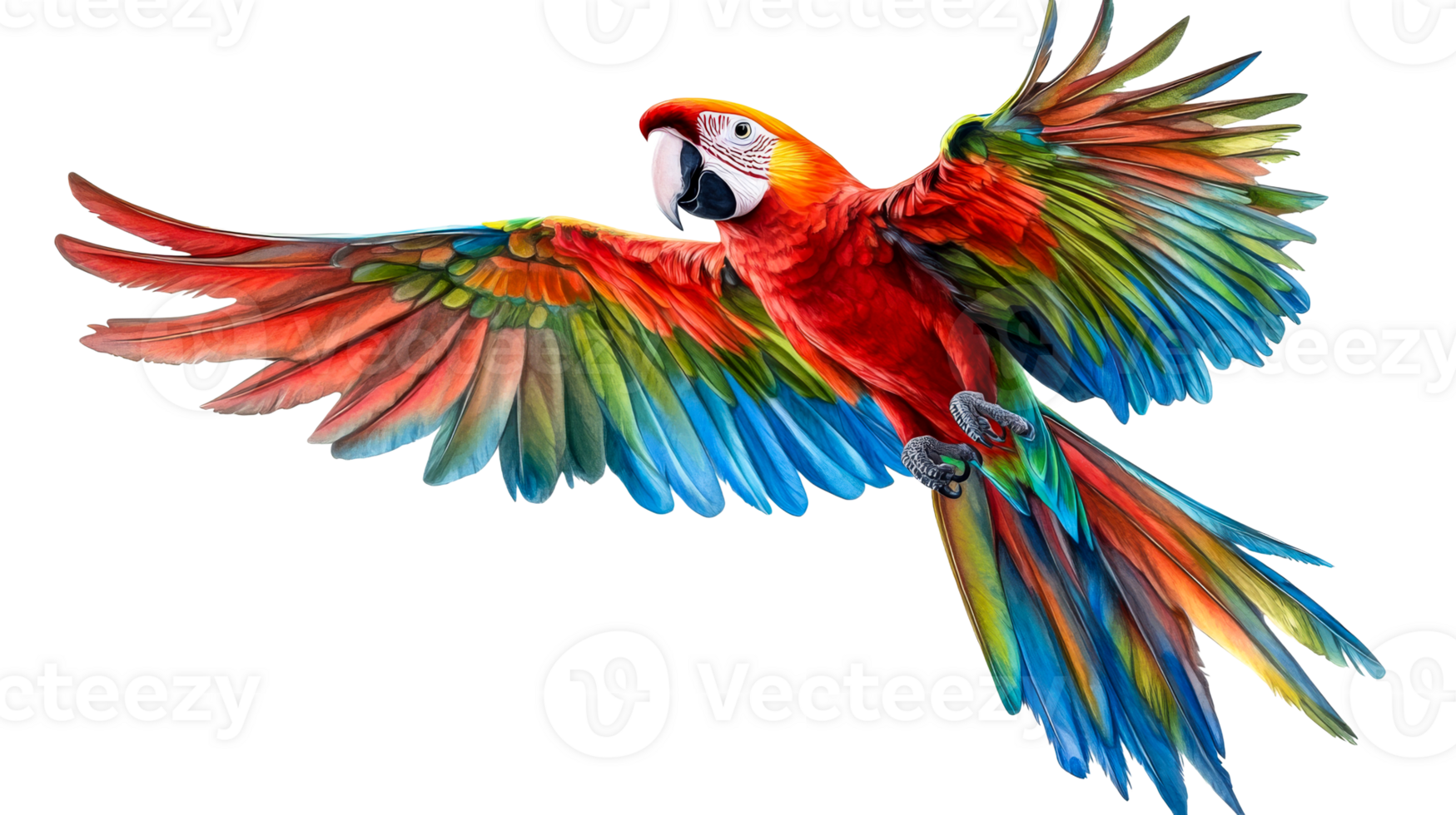 Flying macaw colorful wings, cut out transparent png