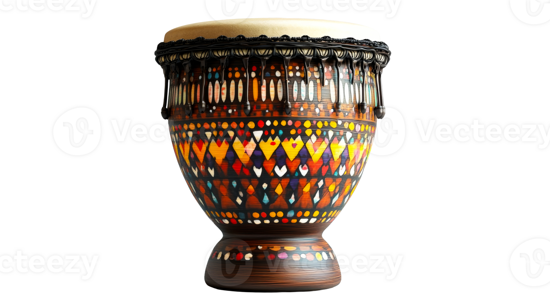 Decorative Djembe Drum, cut out transparent png