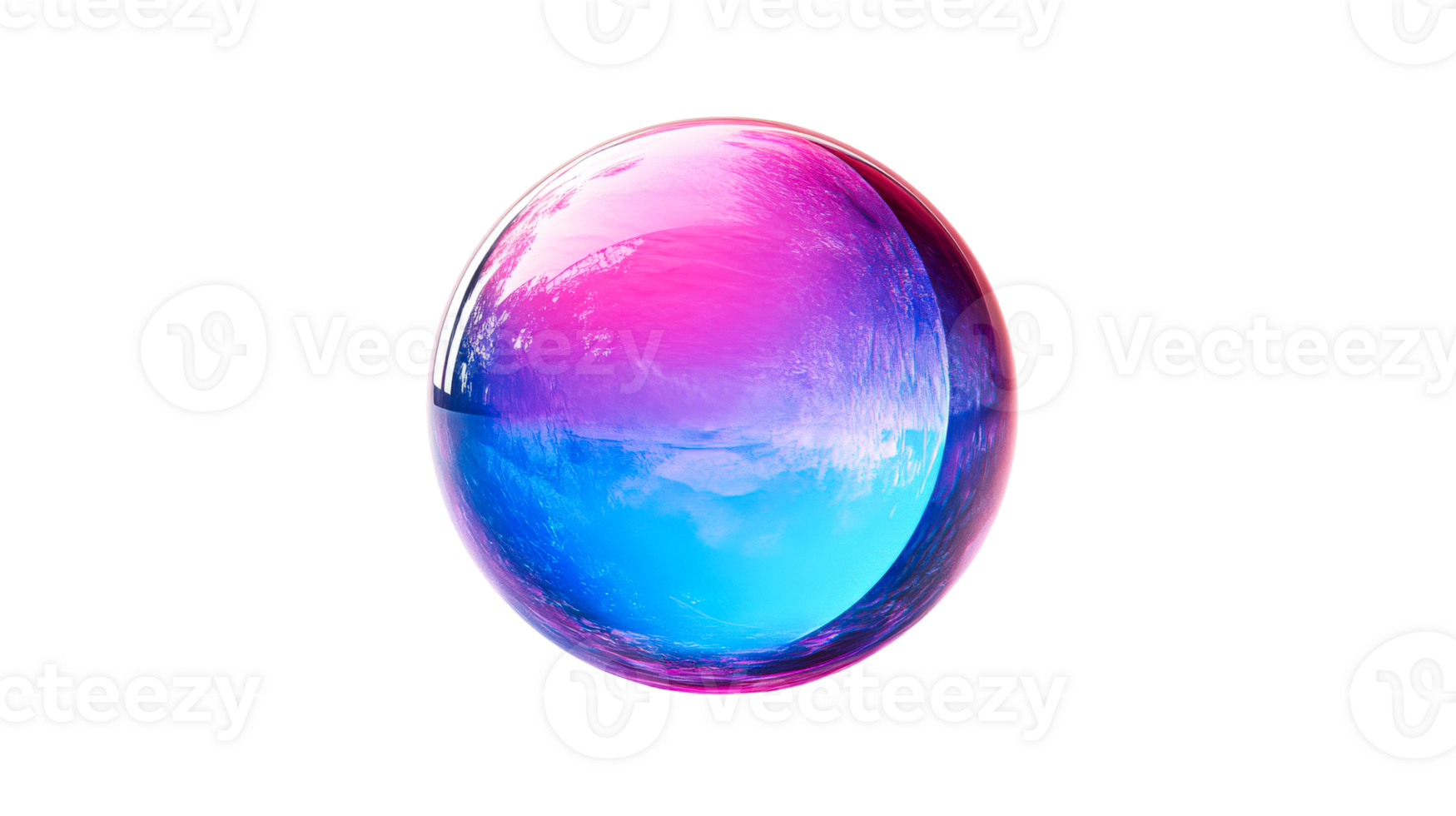Glowing sphere with pink and blue tones, cut out transparent png