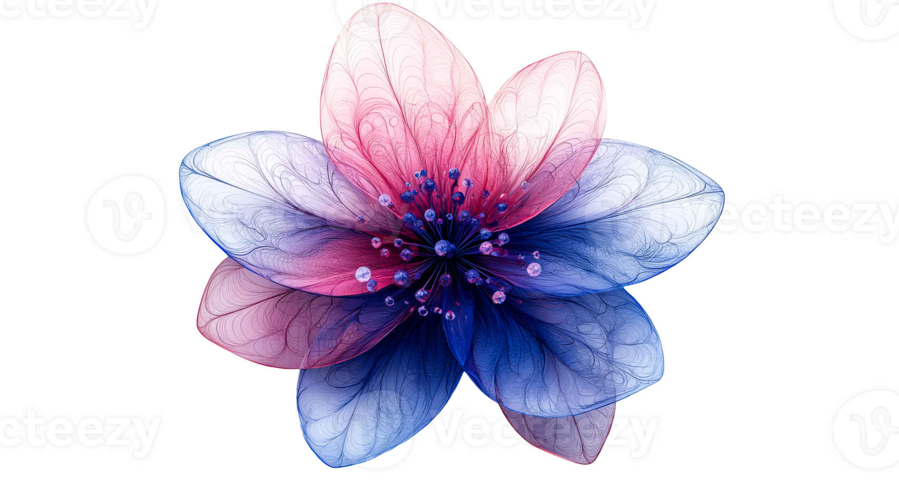 Blossom with ornate crystal, cut out transparent png