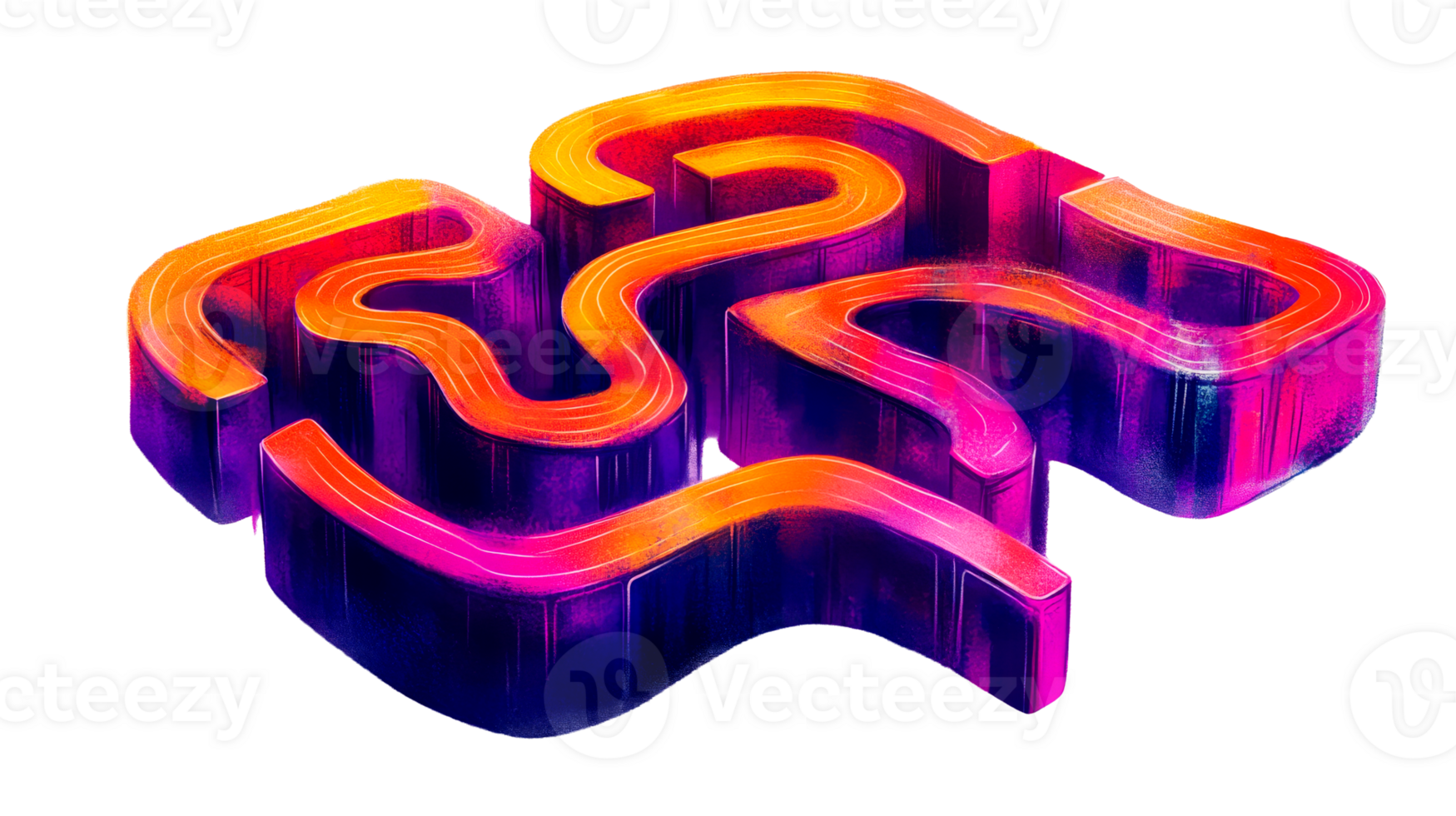 Abstract elevated road, color gradient, cut out transparent png