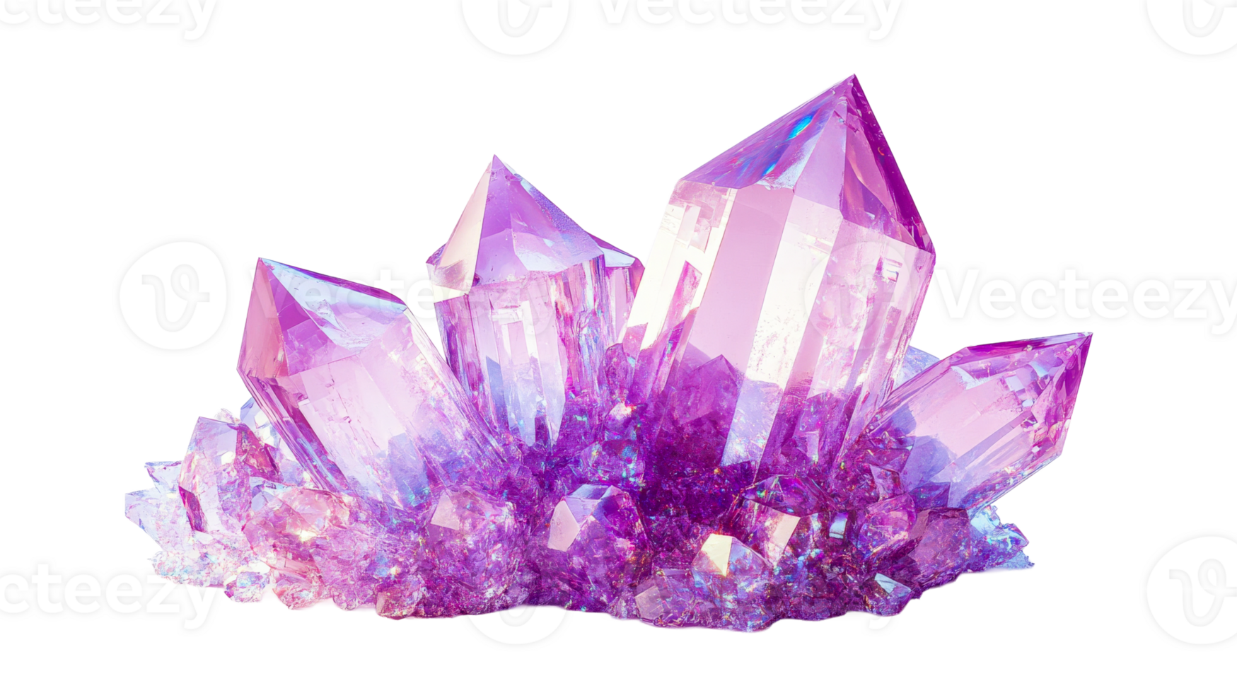Cluster of Quartz Points, cut out transparent png