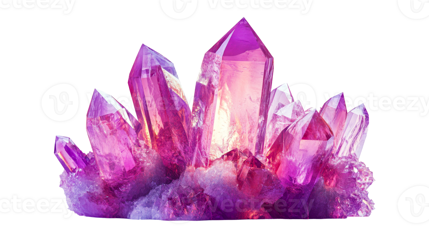 Cluster purple crystal gems, cut out transparent png