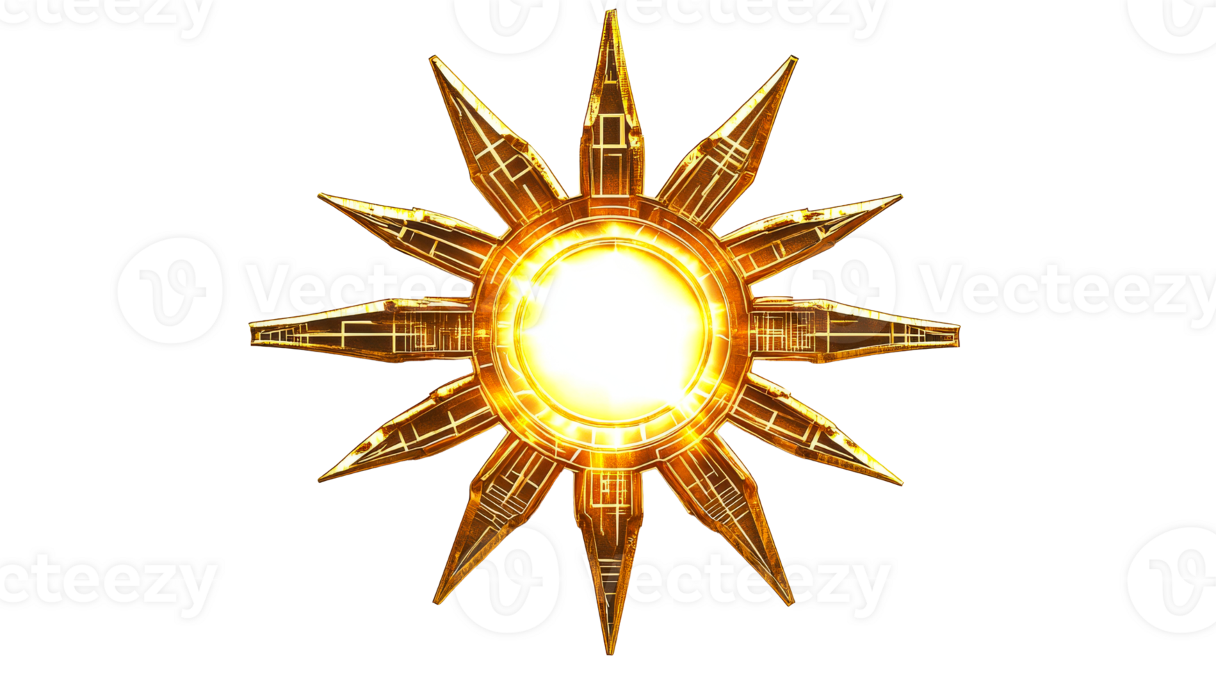 Golden starburst, isolated, cut out transparent png