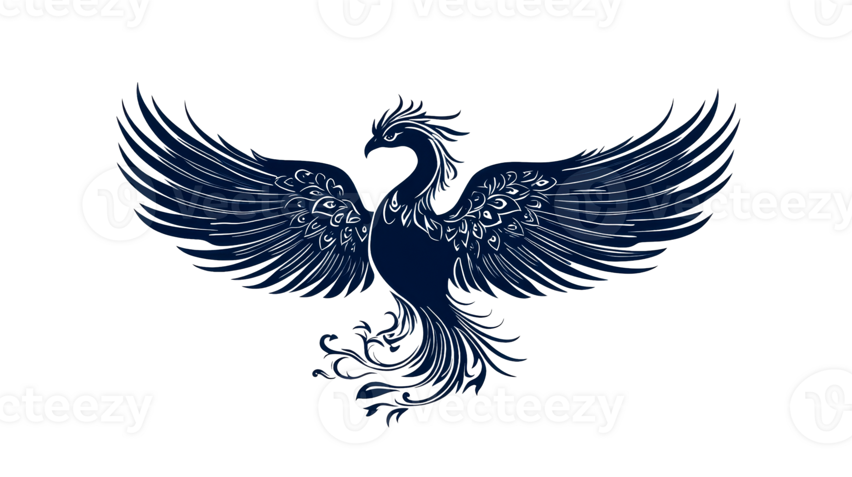 Phoenix spreading wings, cut out transparent png