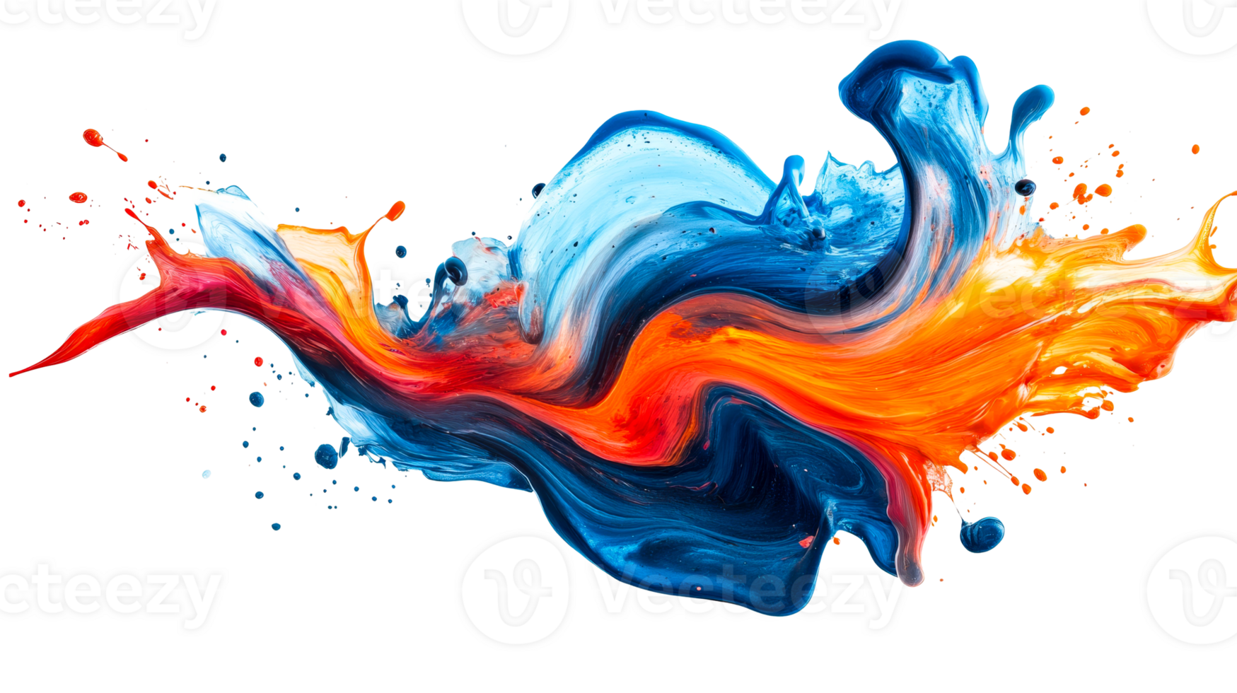 Dynamic multicolor fluid burst on background, cut out transparent png