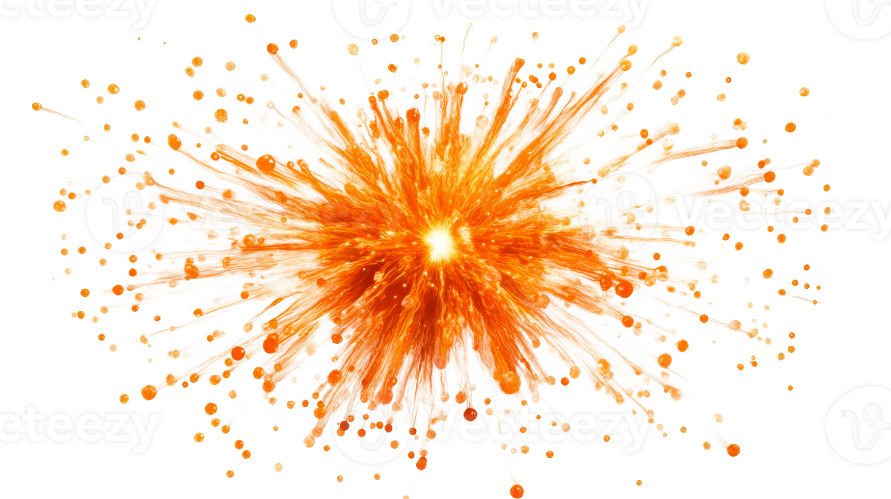 Orange explosion with splash effect, cut out transparent png