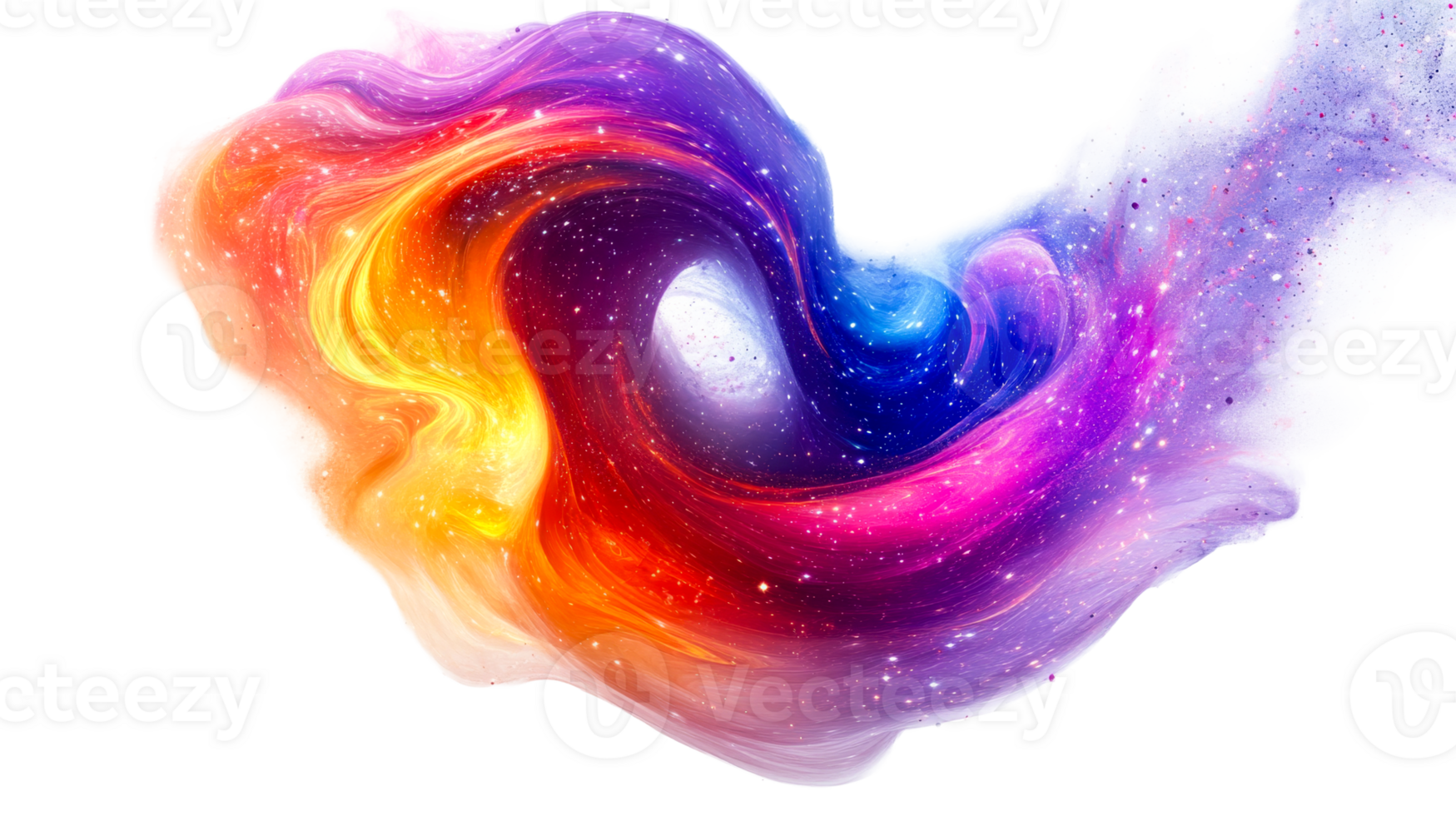 Swirling colorful galaxy, cut out transparent png