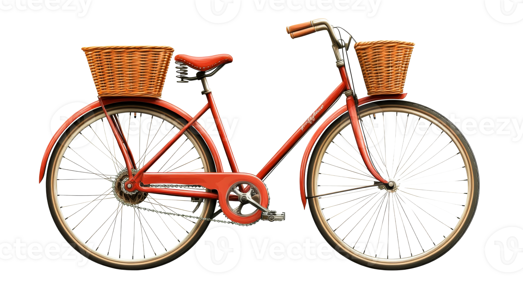 Vintage Red Bicycle, Baskets, cutout transparent png