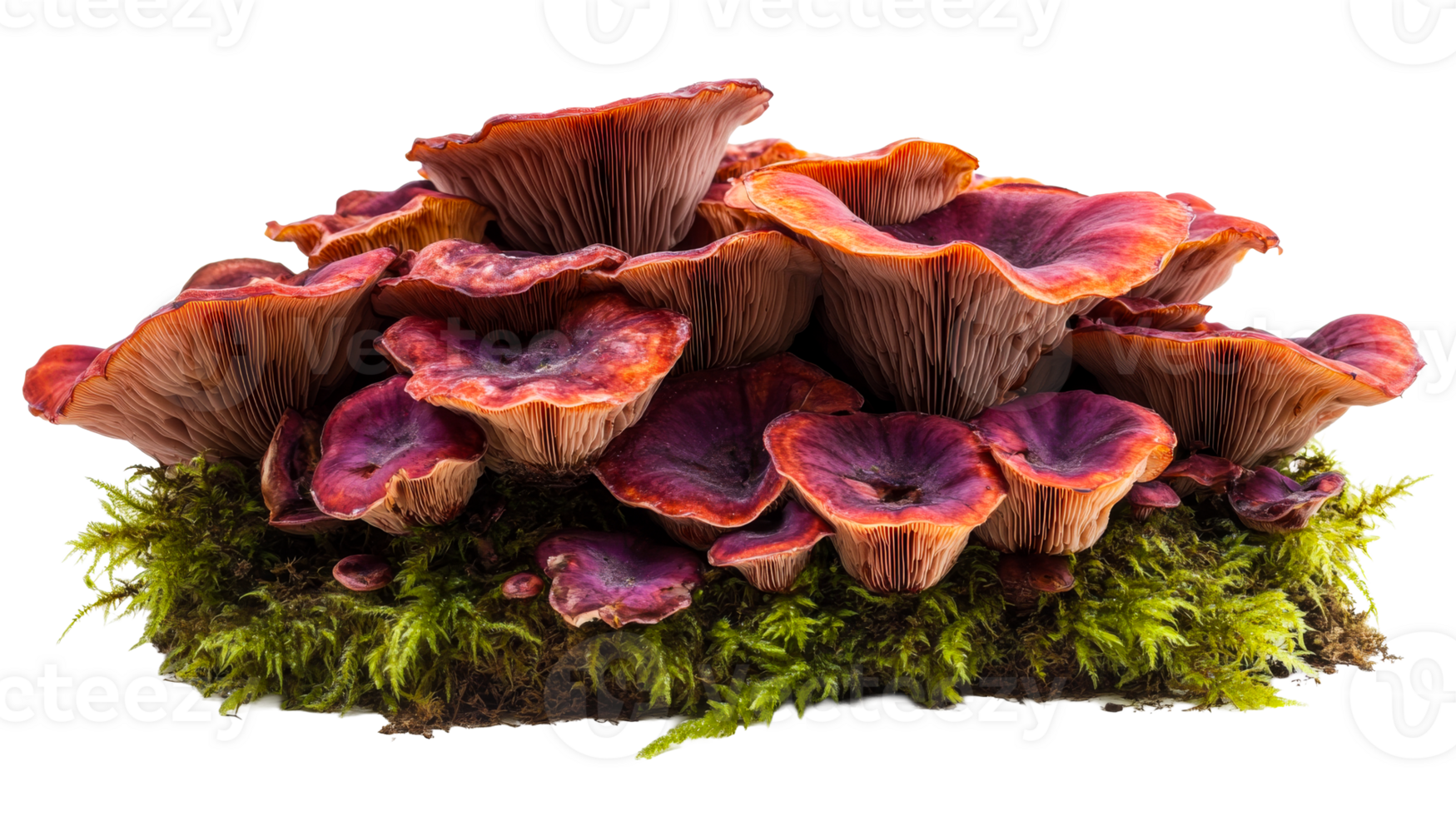 Wild Mushrooms With Moss, cut out transparent png