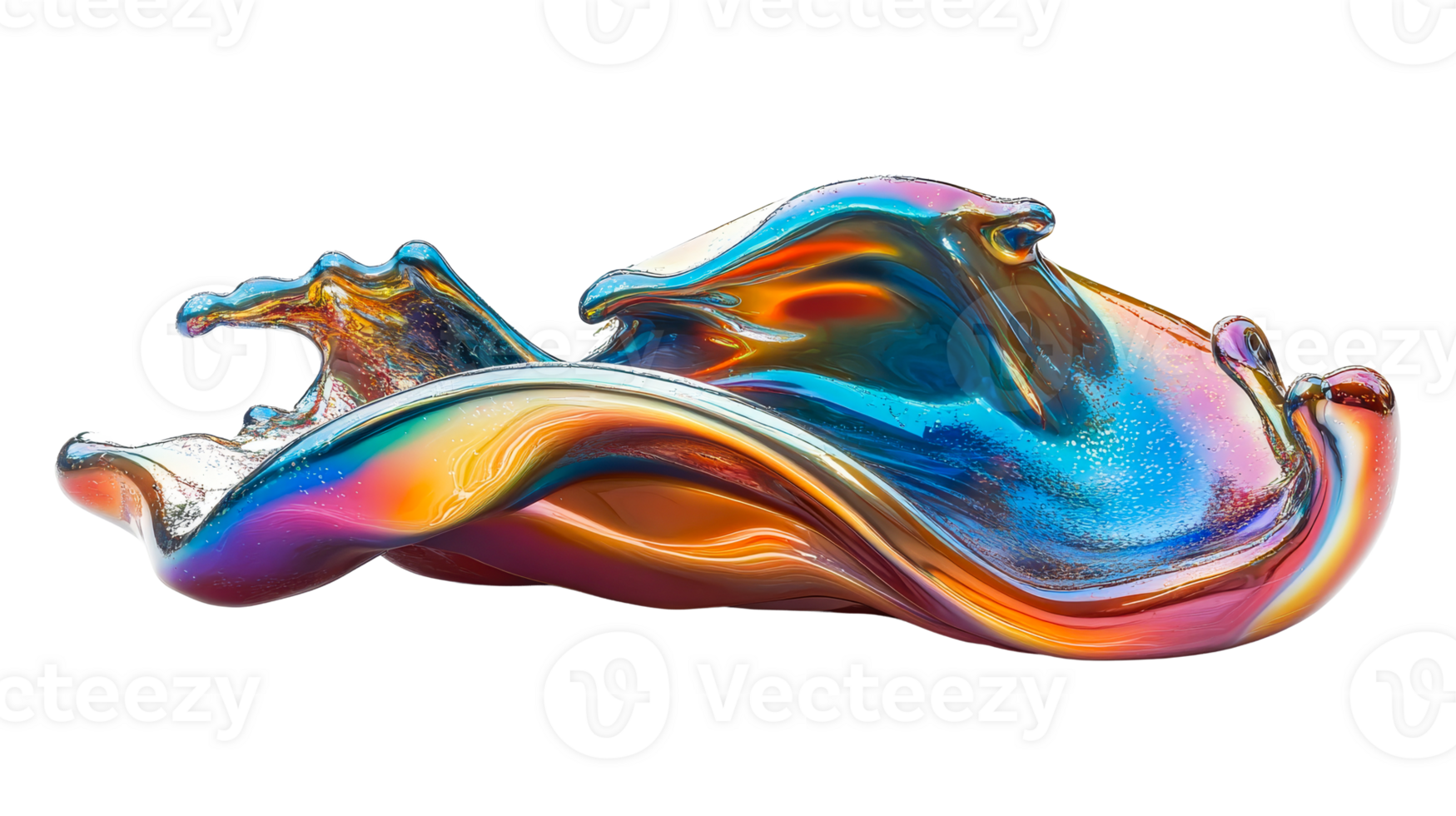 Colorful flowing iridescent shape, cut out transparent png
