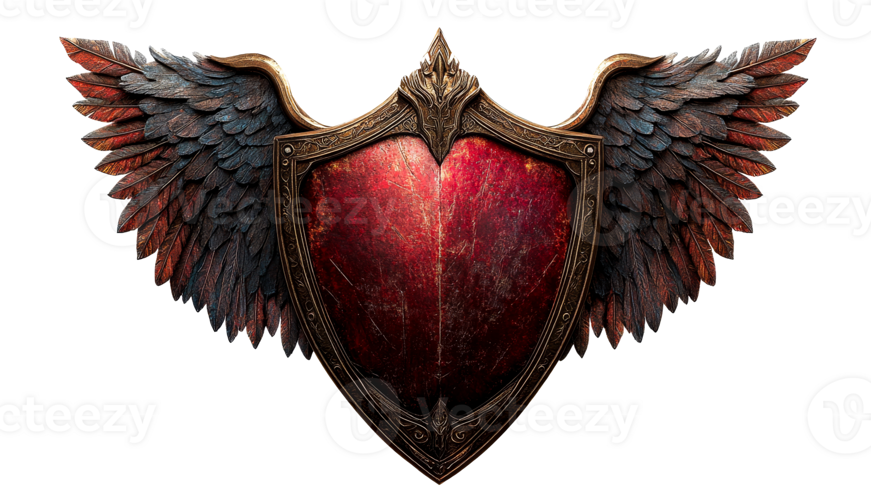 Winged Medieval Shield, cut out transparent png