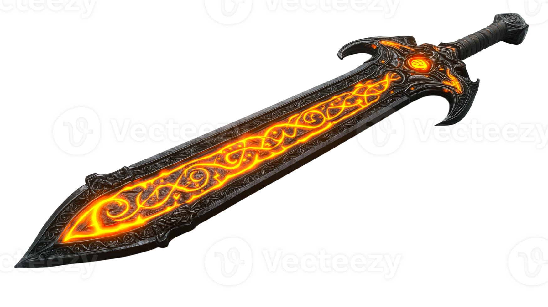 Ornate Fire Sword Weaponry, cut out transparent png