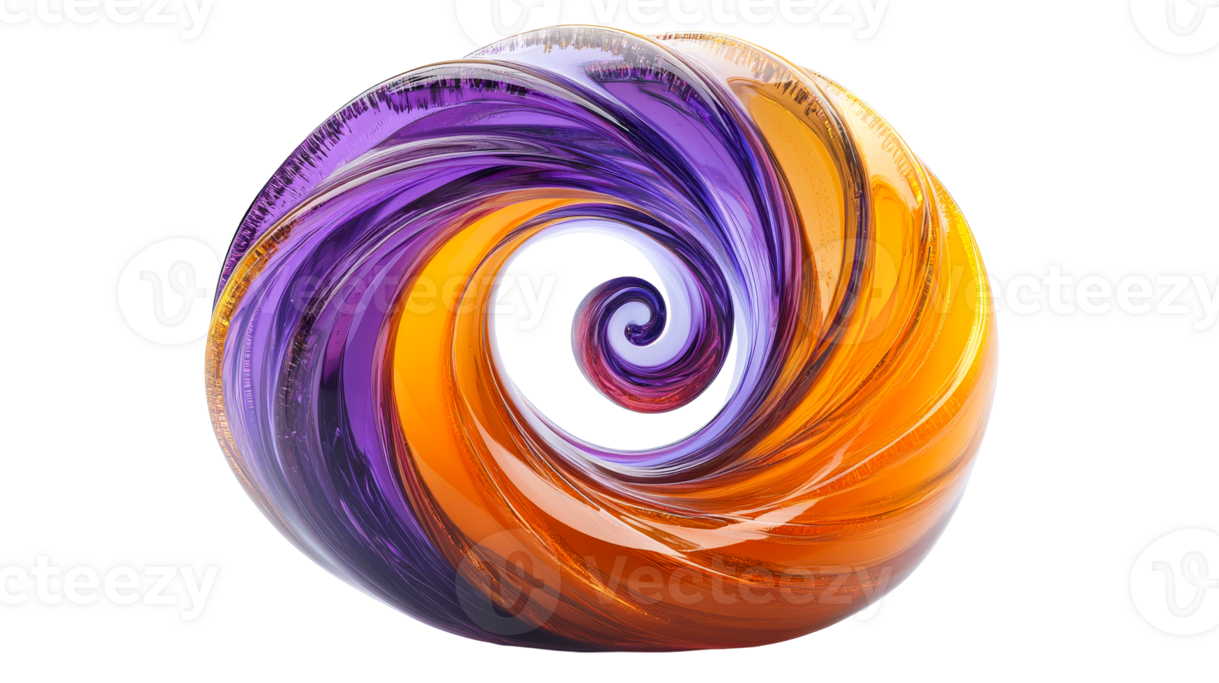 Abstract spiral curve shape, cut out transparent png