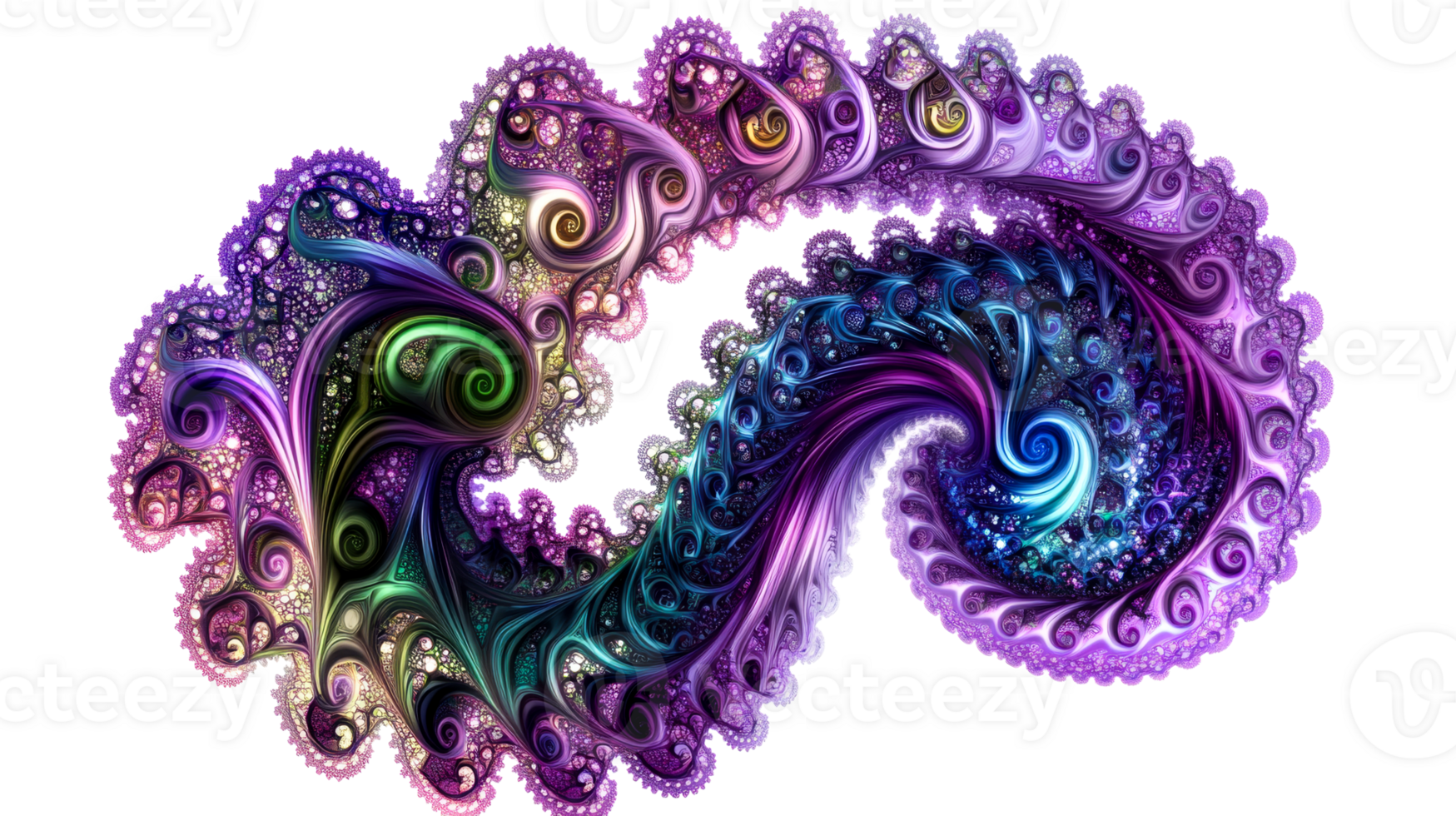 Swirl fractal ornament, cut out transparent png