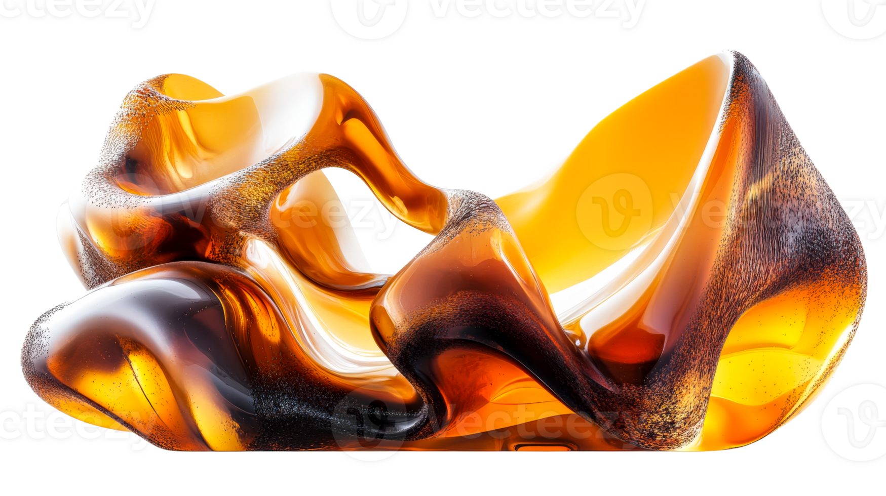 Abstract amber wave form, cut out transparent png