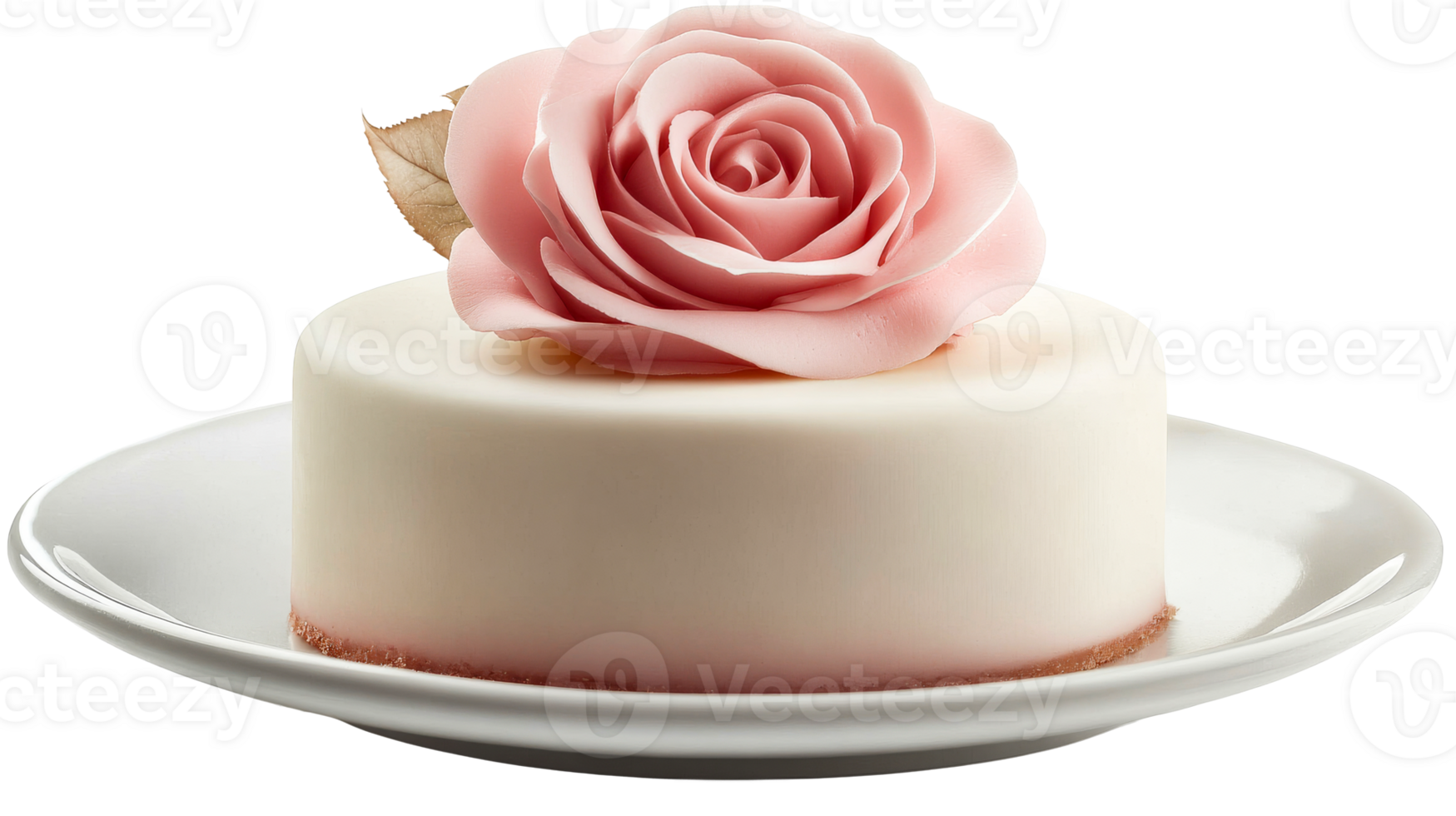 Rose Cake On Plate, cut out transparent png