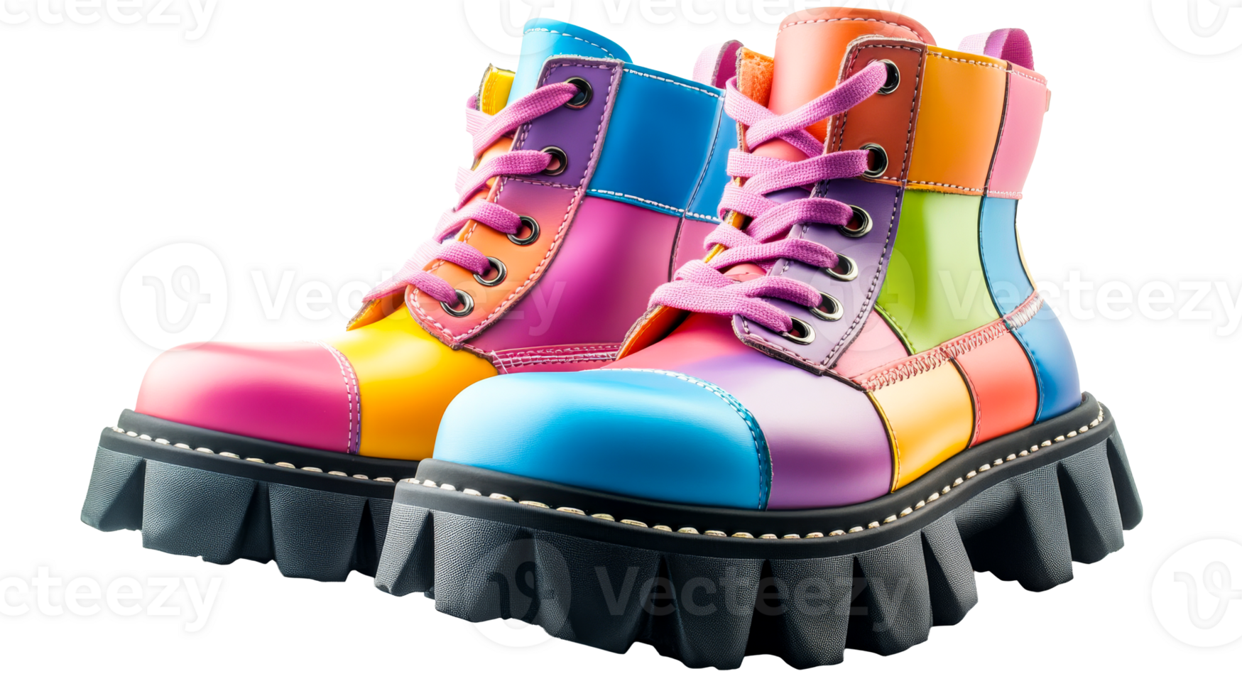 Rainbow lace-up boots, footwear, cut out transparent png