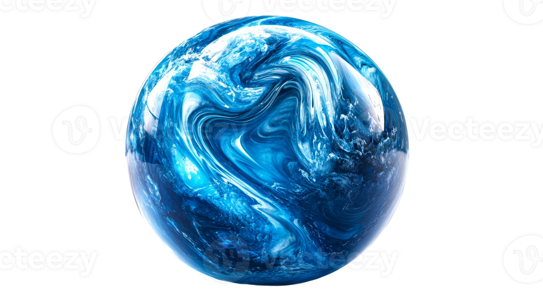 Blue swirl sphere surface, cut out transparent png