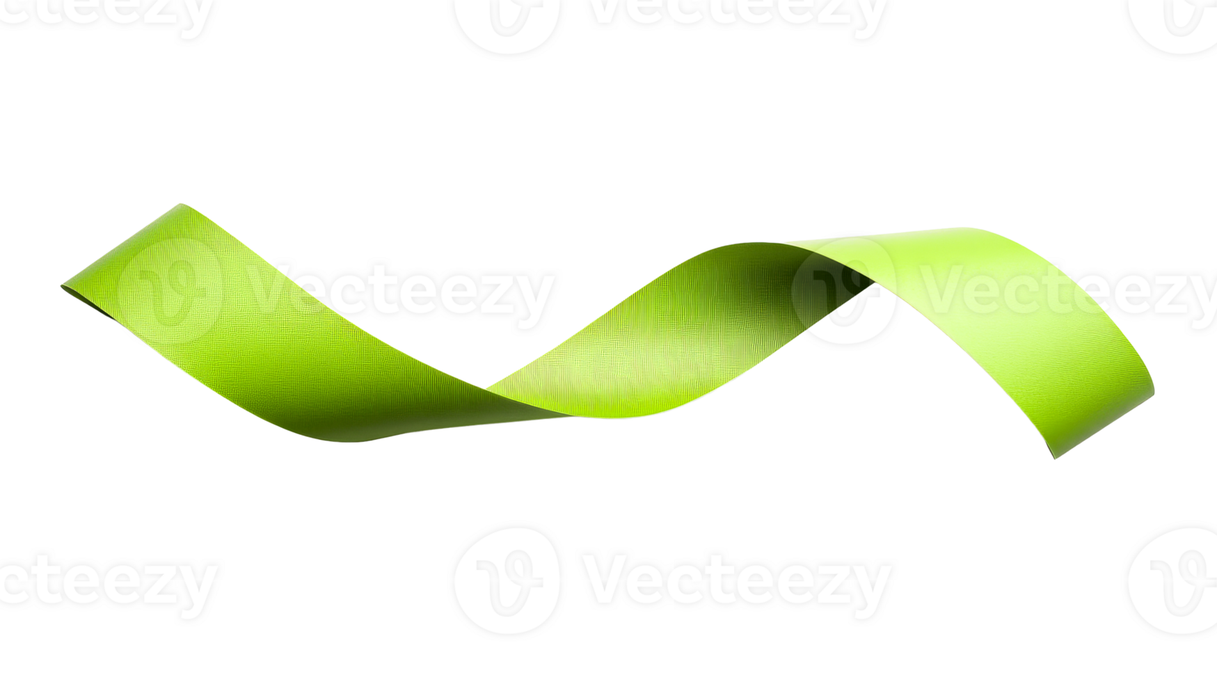 Green ribbon with wave, cut out transparent png