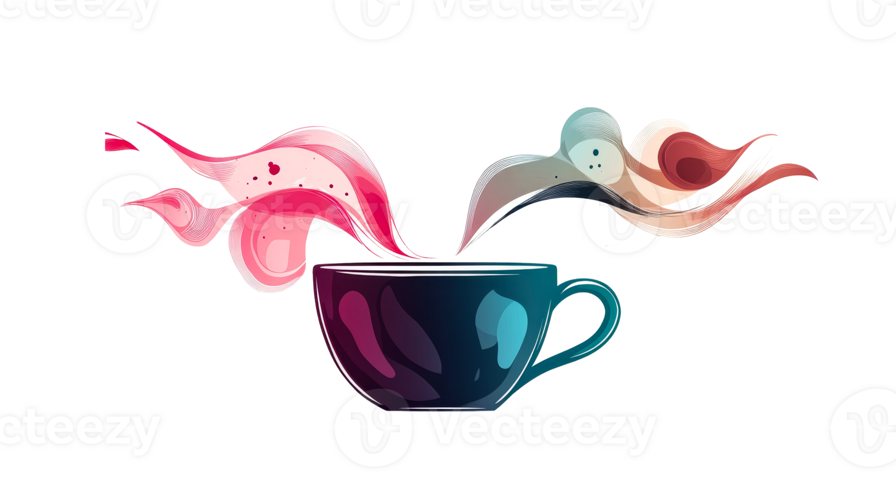 Cup with stylized vapor, cut out transparent png