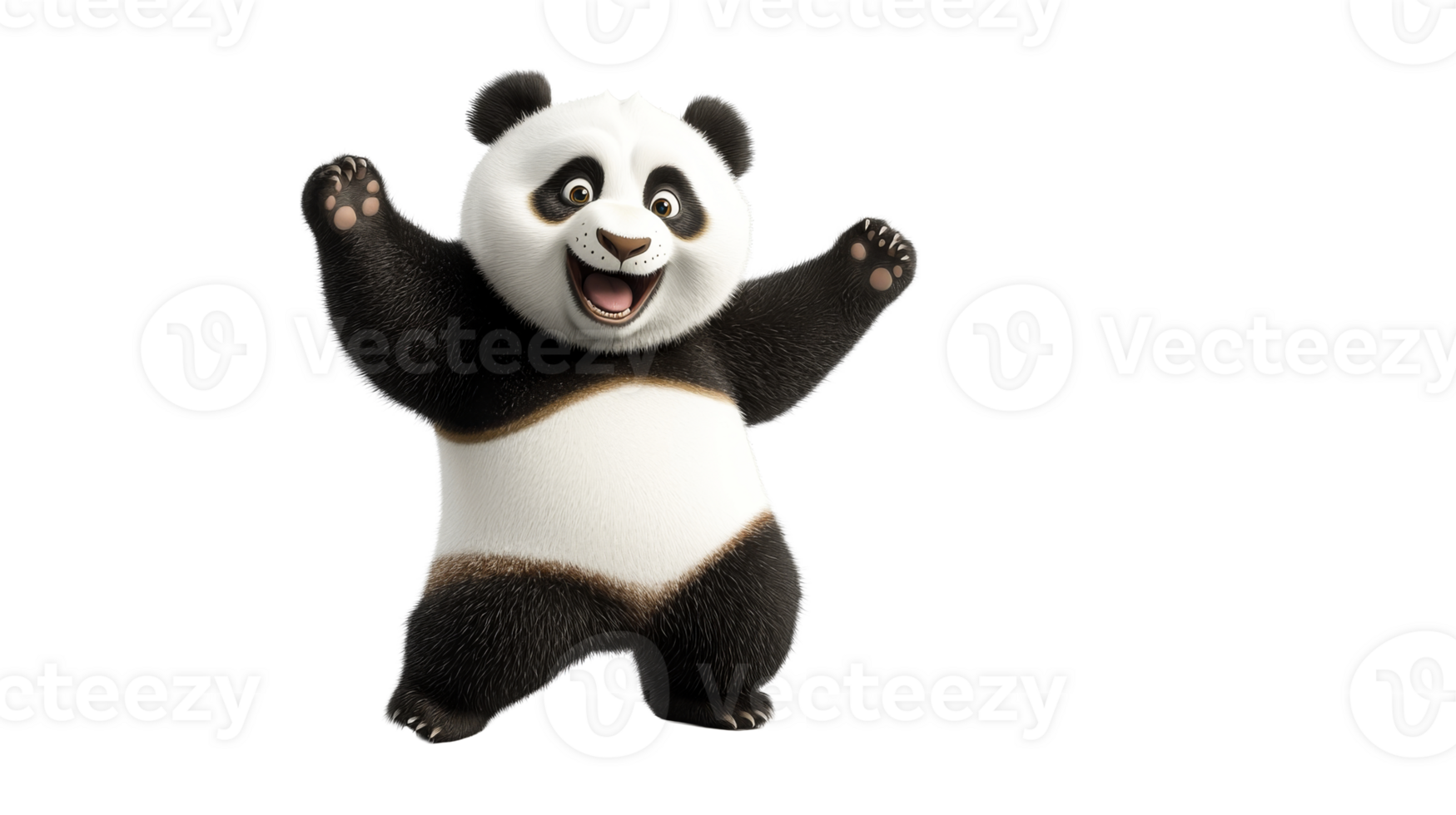 Happy panda waving, cut out transparent png
