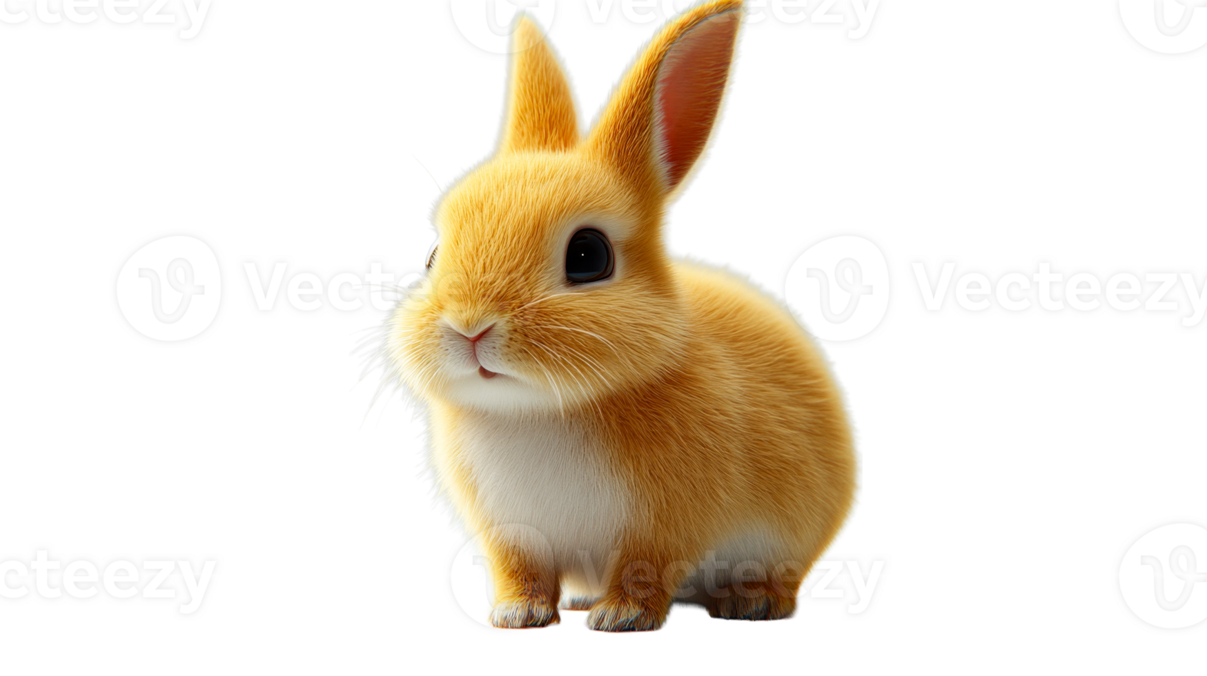 Fluffy ginger rabbit isolated, cut out transparent png