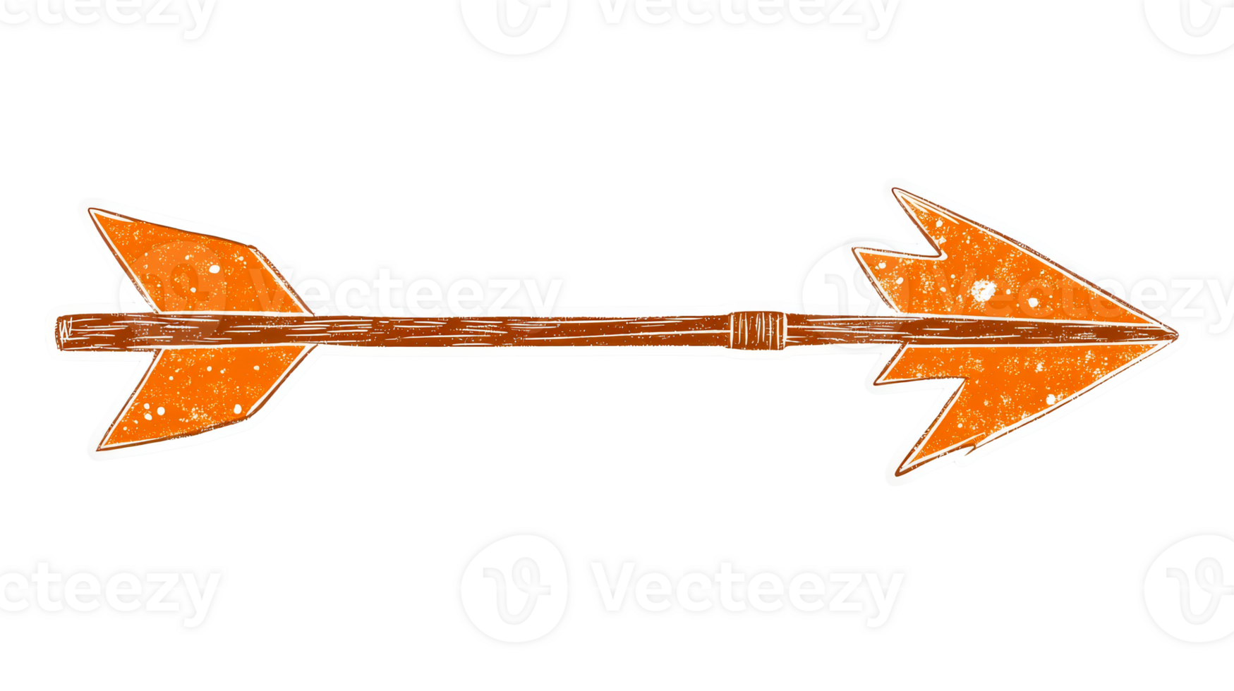 Handcrafted arrow design pointing right, cut out transparent png