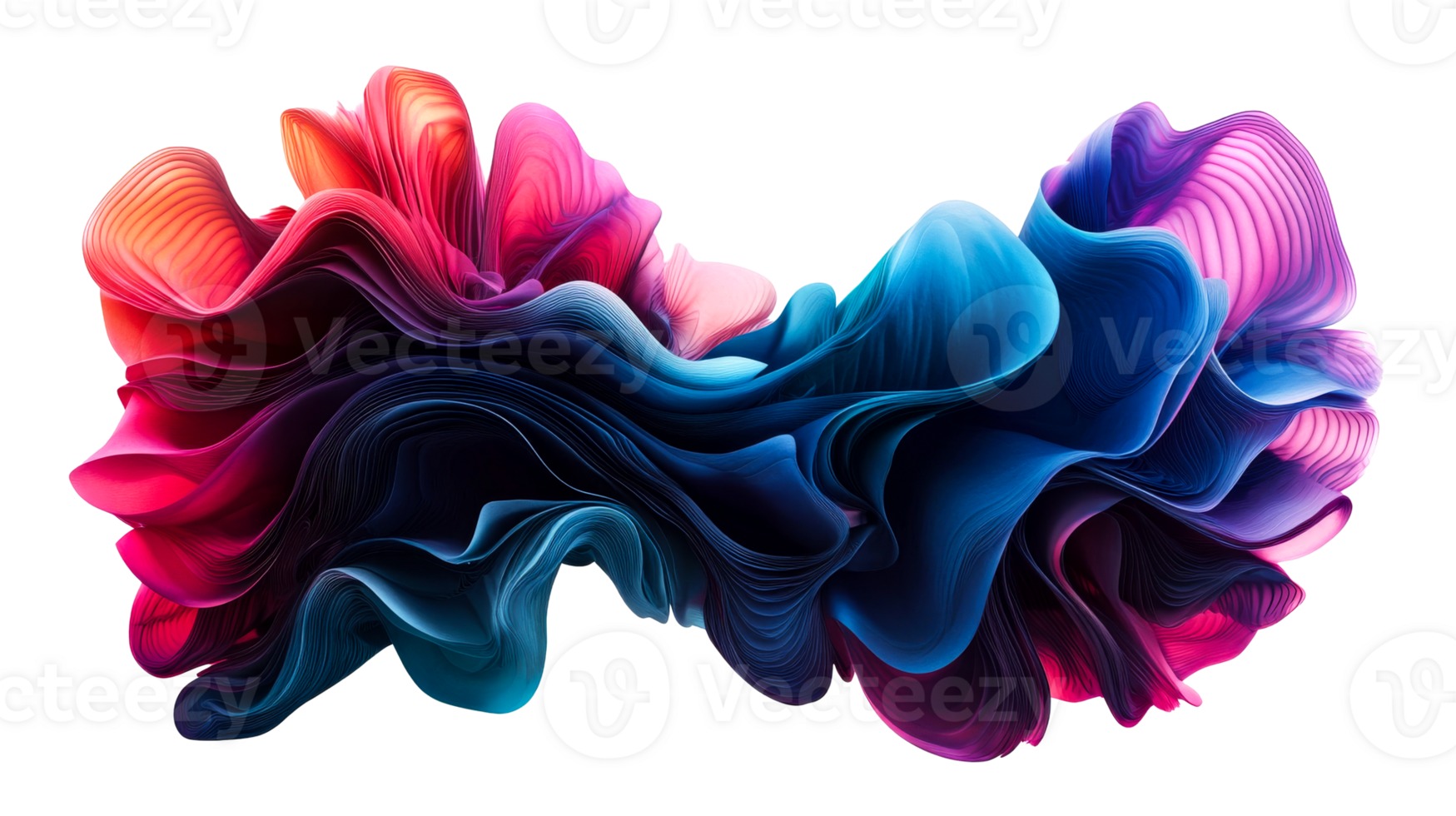 Abstract flowing color form, cut out transparent png