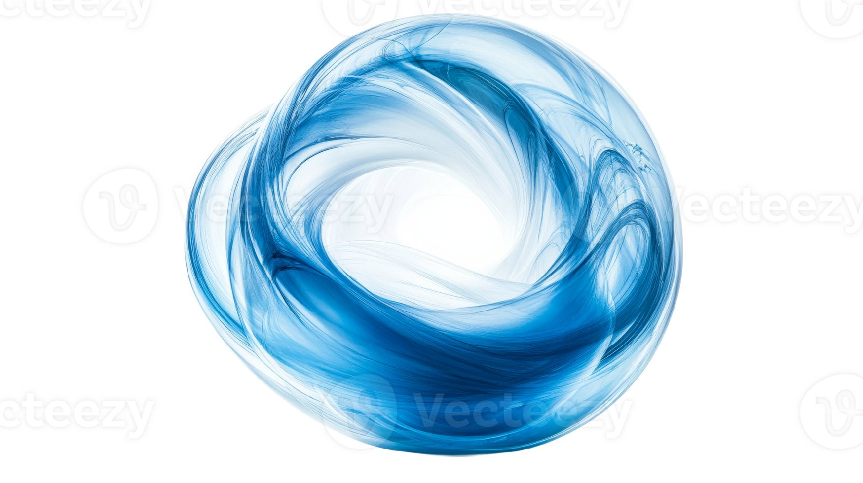 Blue swirling structure abstract, cut out transparent png
