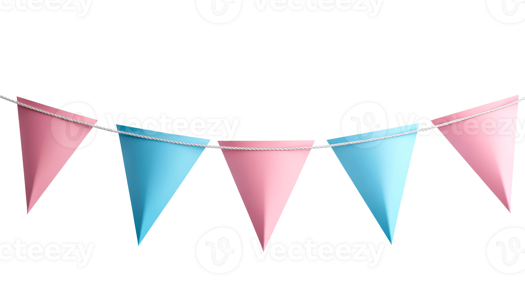 Party flags bunting decoration, cut out transparent png
