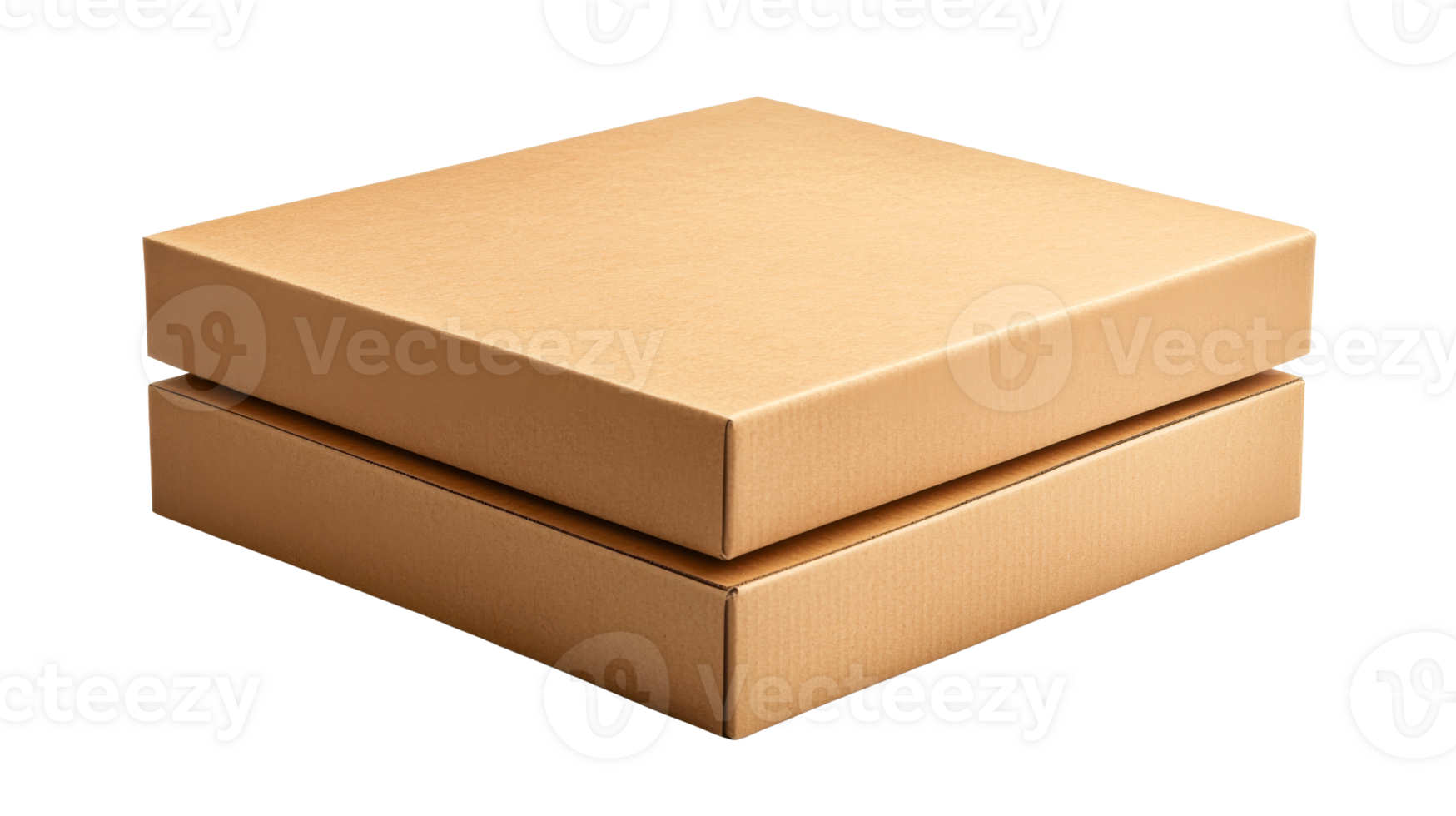 Square shipping boxes, brown cardboard, isolated, cut out transparent png
