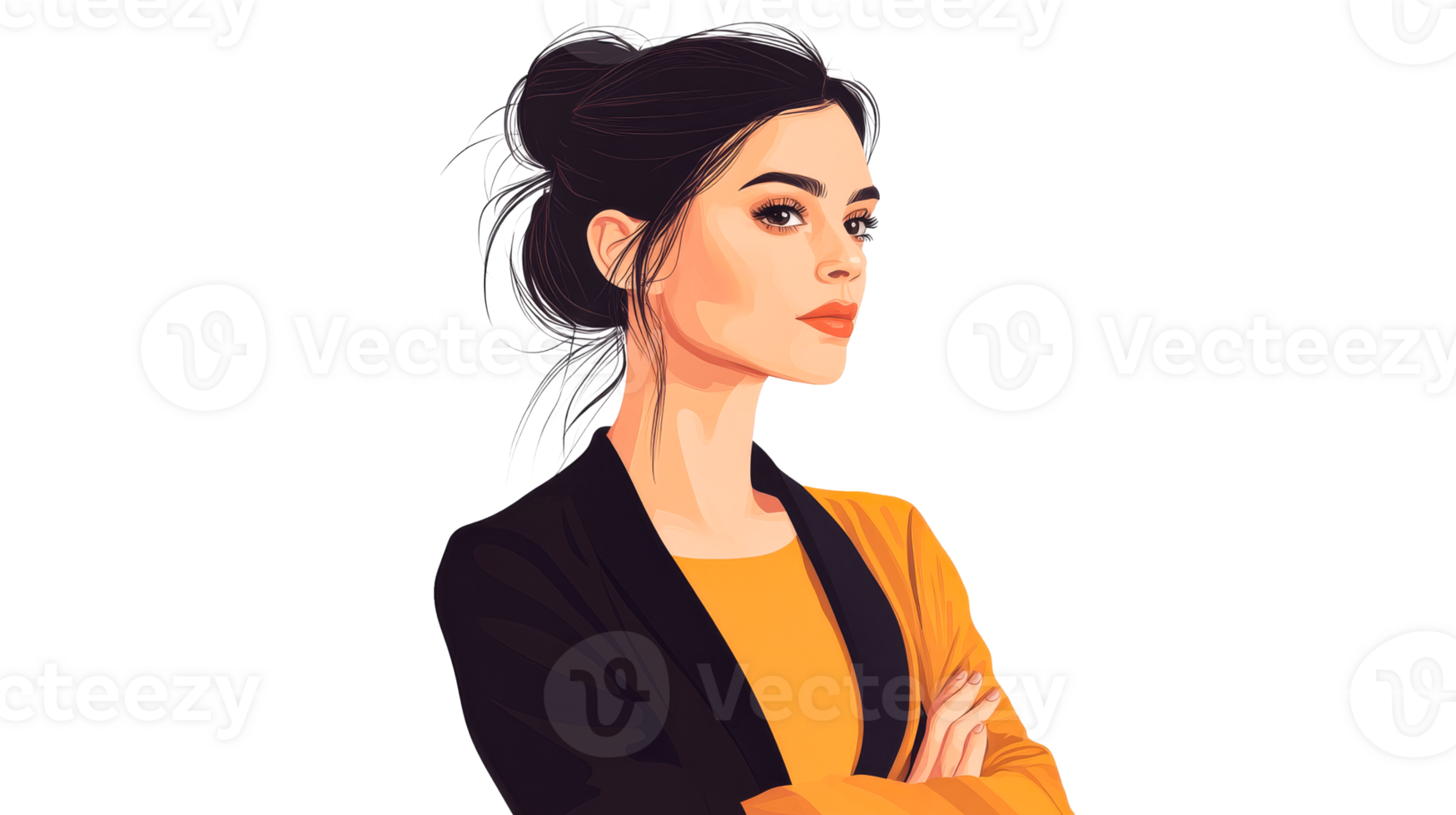 Serious Woman in Jacket, cut out transparent png