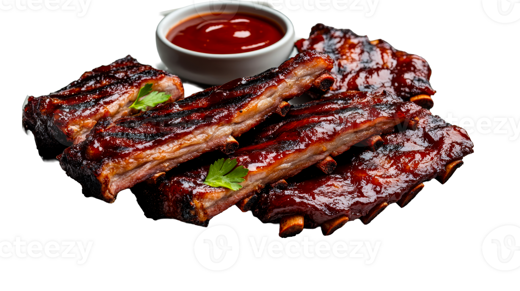 Grilled ribs with sauce, cut out transparent png