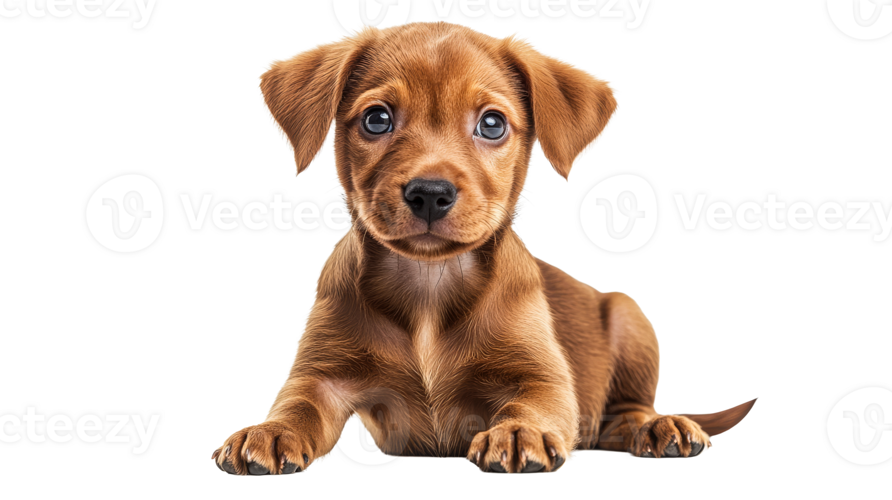 Small tan puppy posing, cut out transparent png
