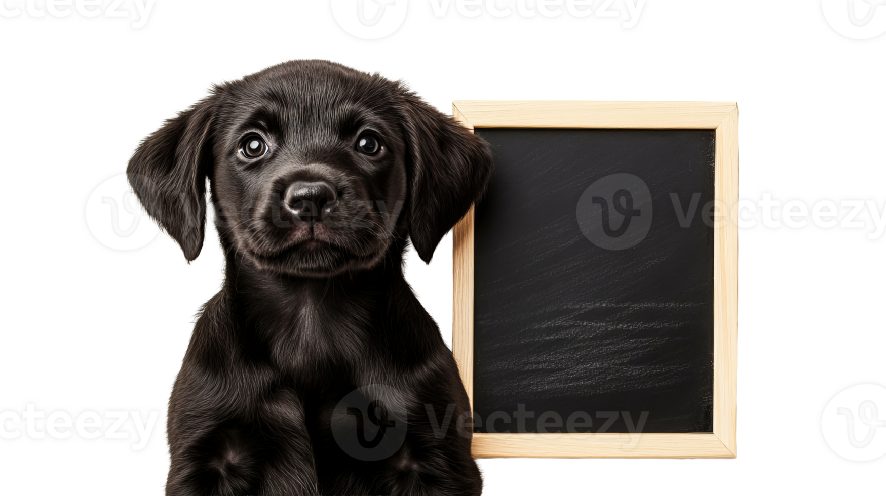Black labrador puppy blackboard, cut out transparent png