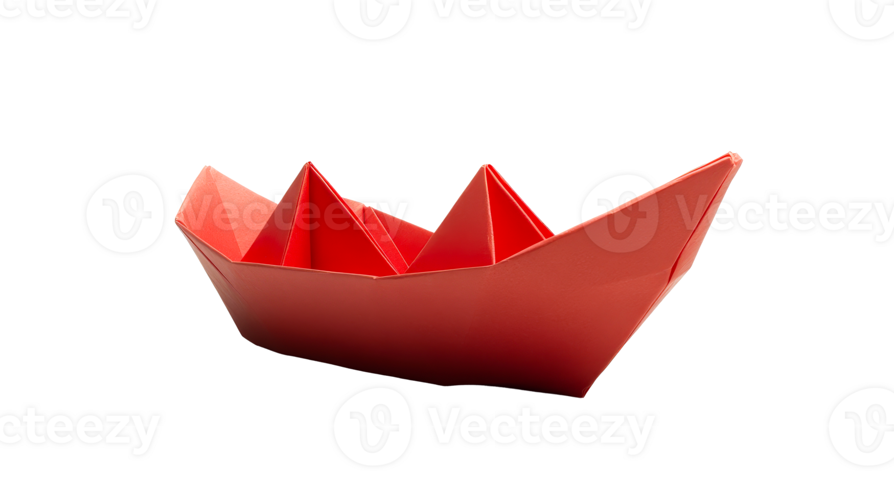 Origami paper vessel, red, single object, cut out transparent png