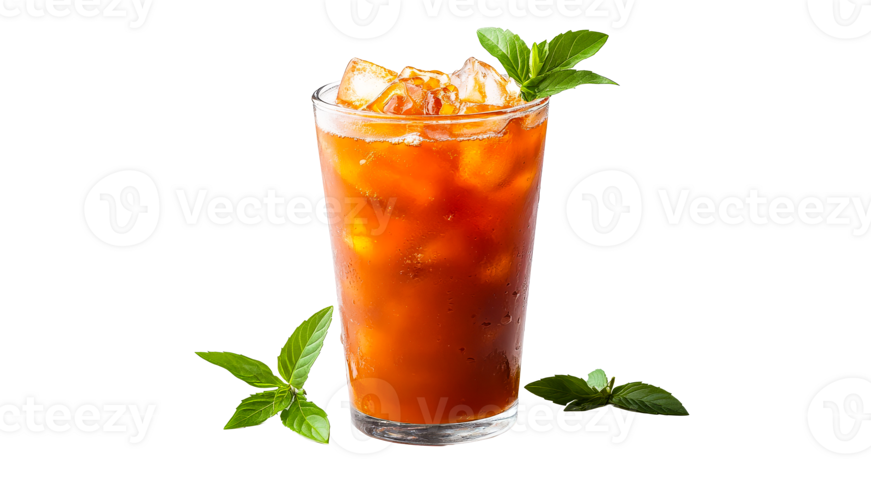 Iced drink with mint, refreshment, cut out transparent png