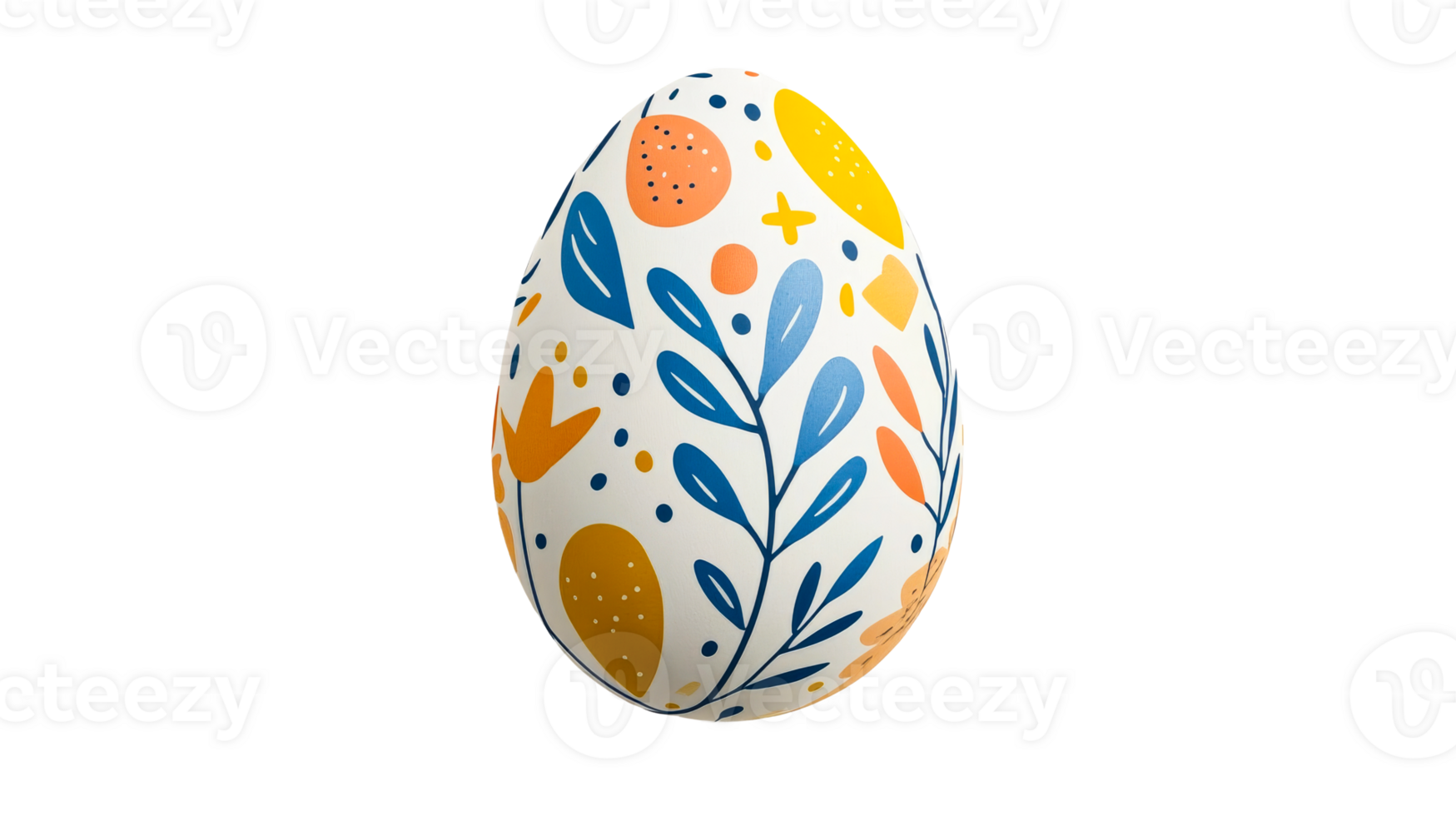 Decorated easter egg with floral design, cut out transparent png