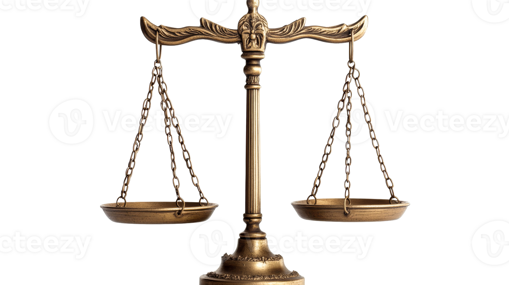 Metal balance scale with chains, cut out transparent png