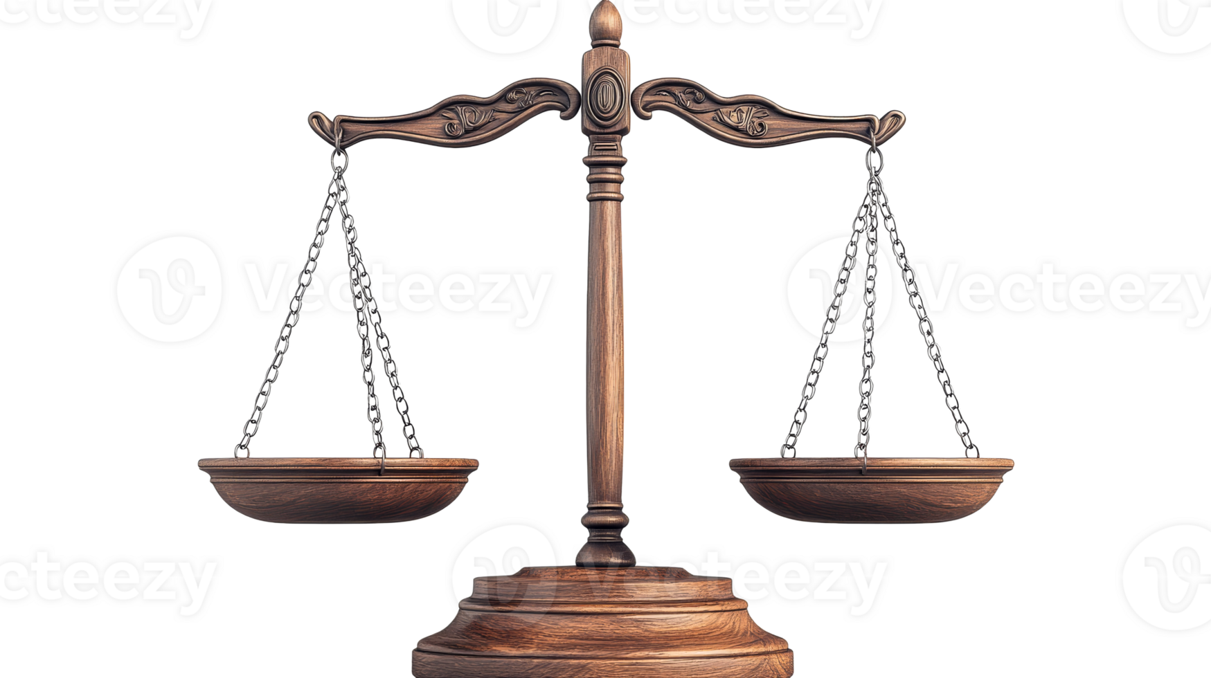 Wooden Scales of Justice, cut out transparent png