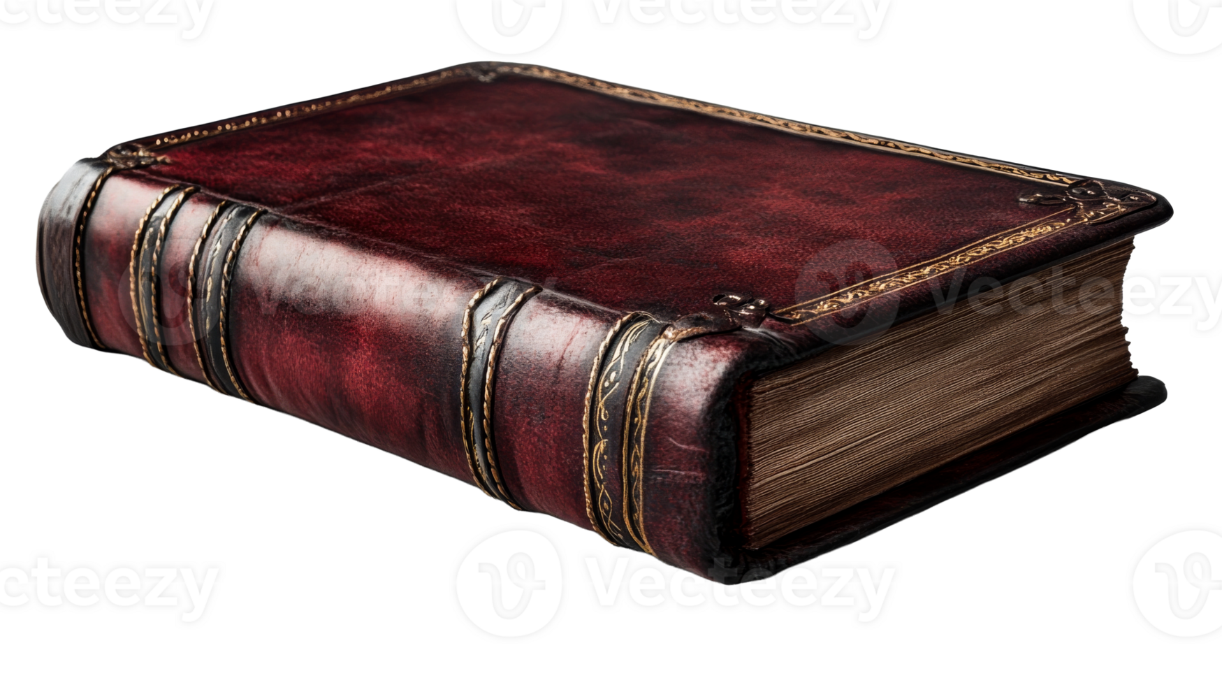 Ornate Leather Bound Tome, cut out transparent png