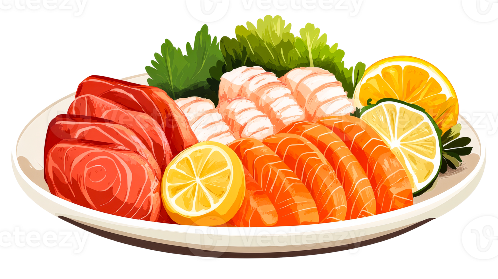 Assorted sashimi platter, cut out transparent png