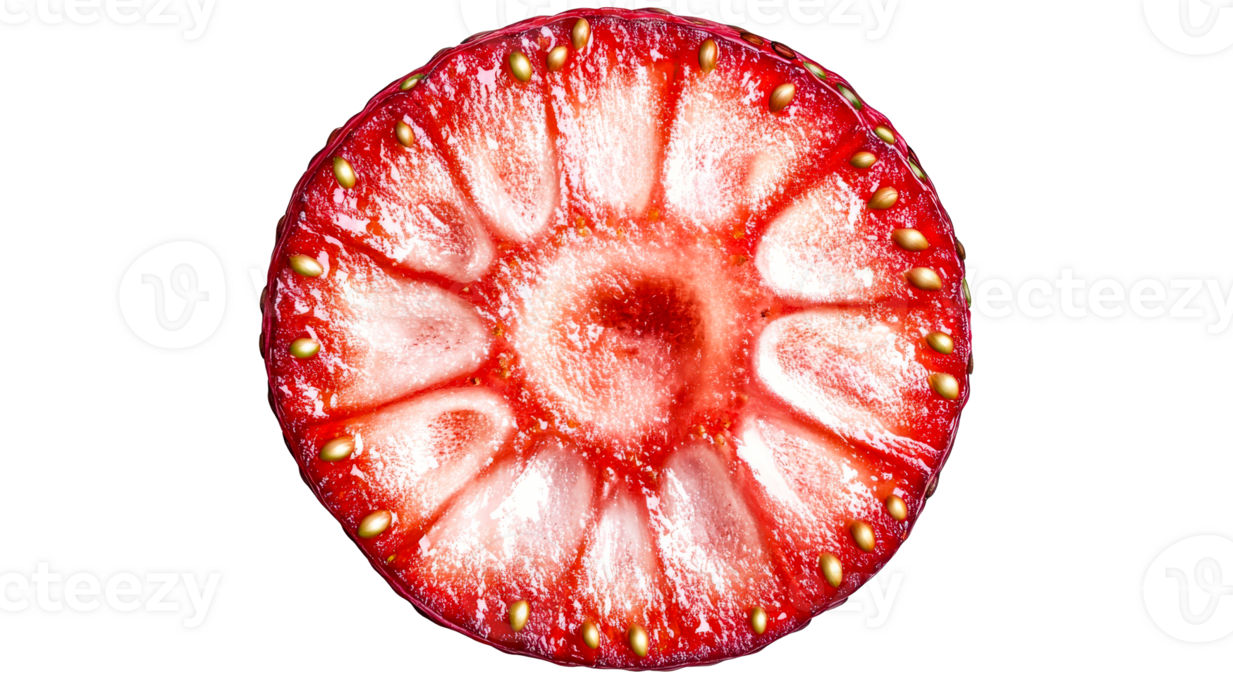 Inside detail of strawberry, cut out transparent png