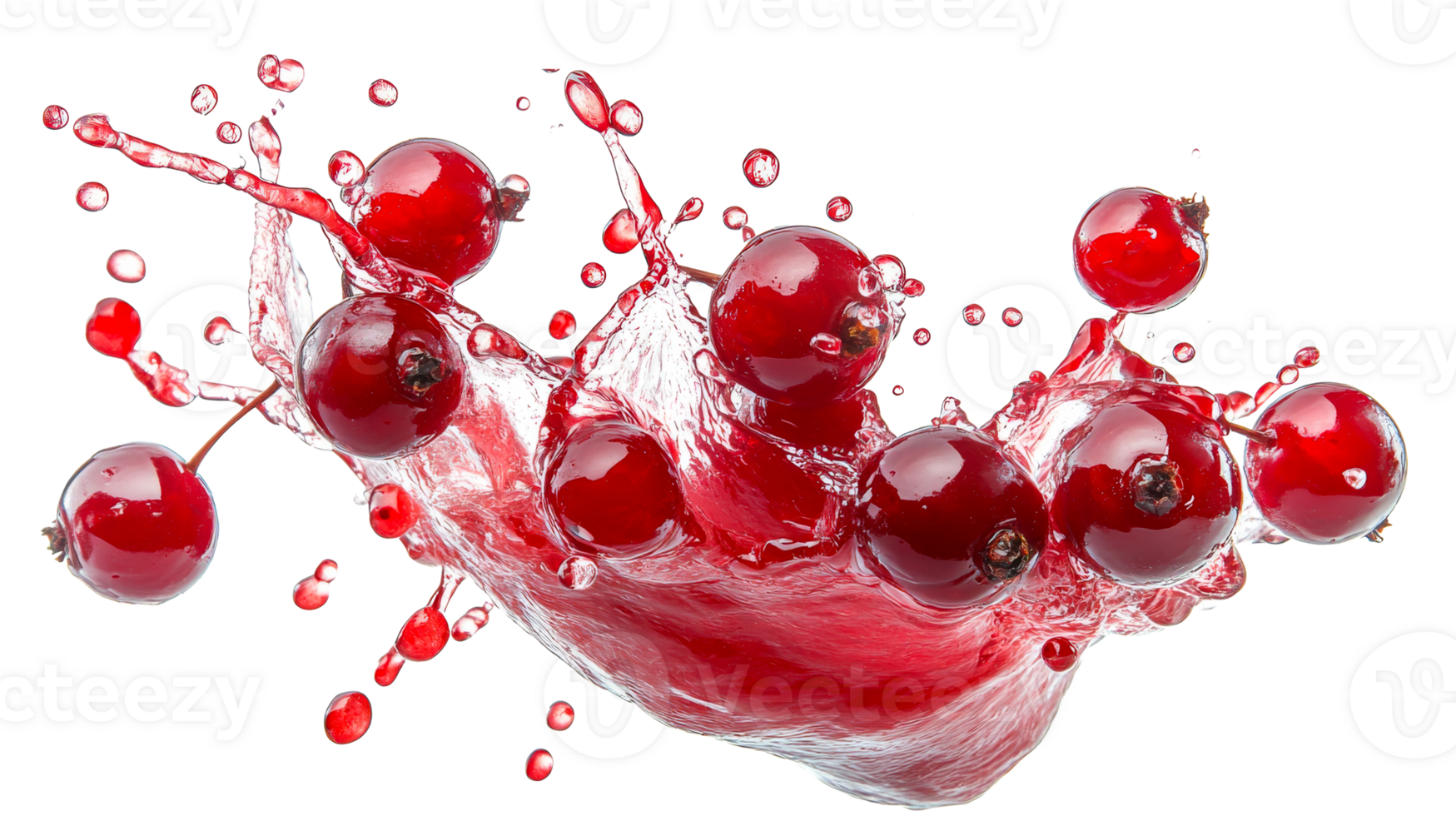 Red Currants in Liquid Burst, cut out transparent png