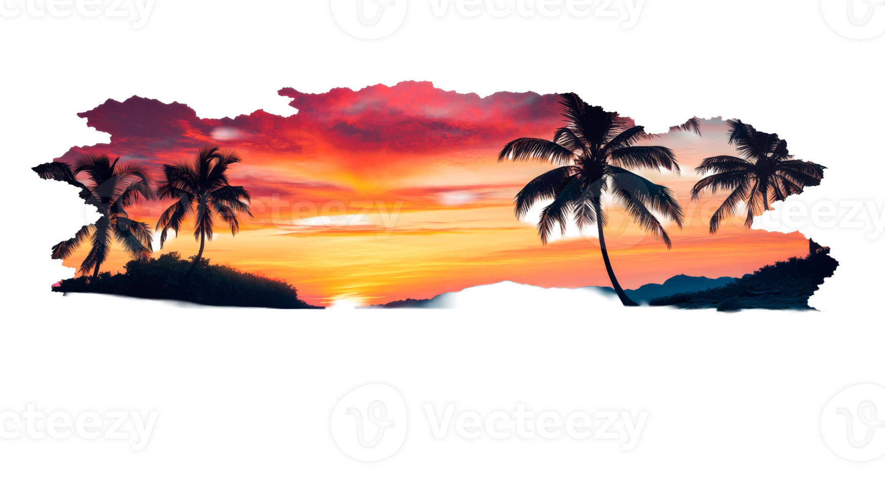 Palm Sunset Island, cut out transparent png
